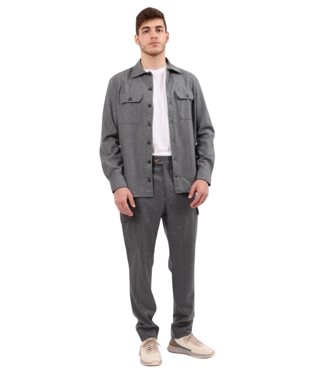 BRUNELLO CUCINELLI Серые повседневные брюки, фото 1