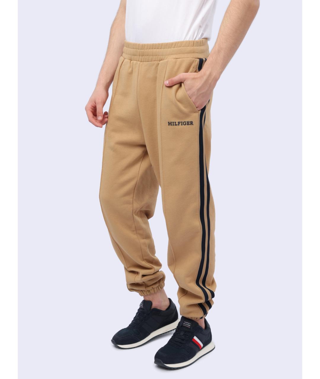 TOMMY HILFIGER Бежевые хлопковые повседневные брюки, фото 3