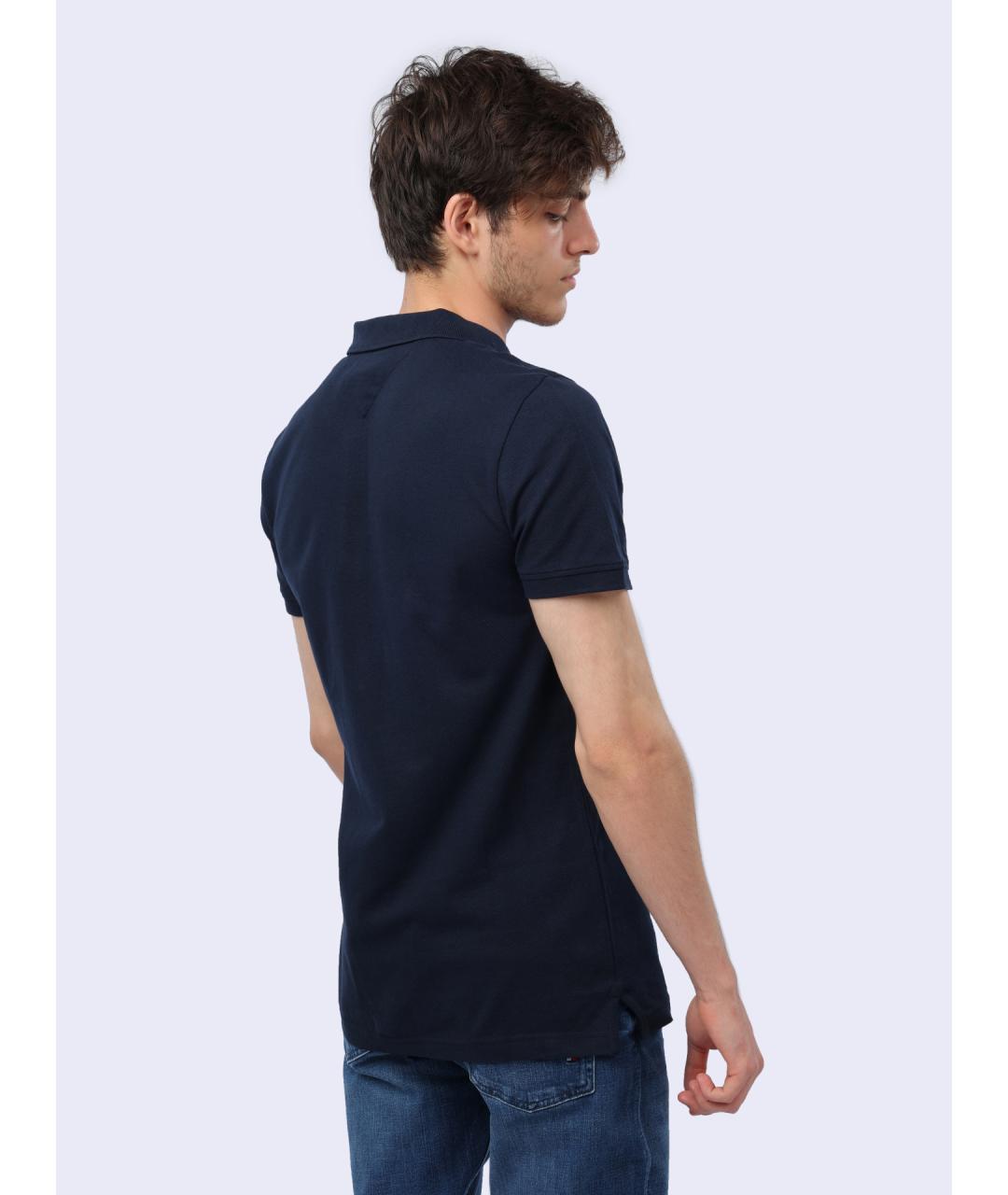 TOMMY HILFIGER Синее хлопковое поло с коротким рукавом, фото 4