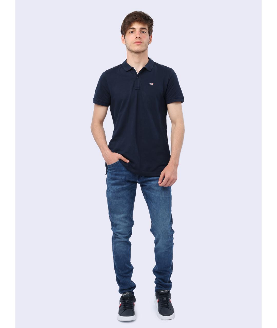 TOMMY HILFIGER Синее хлопковое поло с коротким рукавом, фото 2