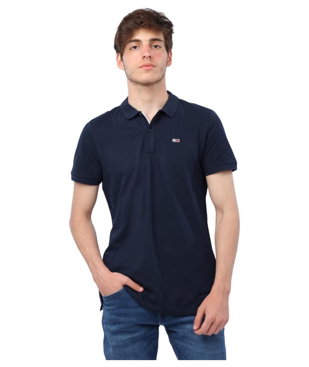 TOMMY HILFIGER Синее хлопковое поло с коротким рукавом, фото 1