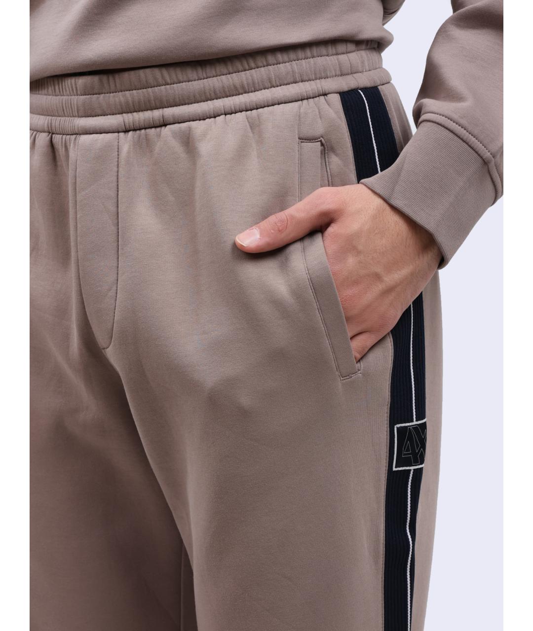 ARMANI EXCHANGE Коричневые хлопковые повседневные брюки, фото 4