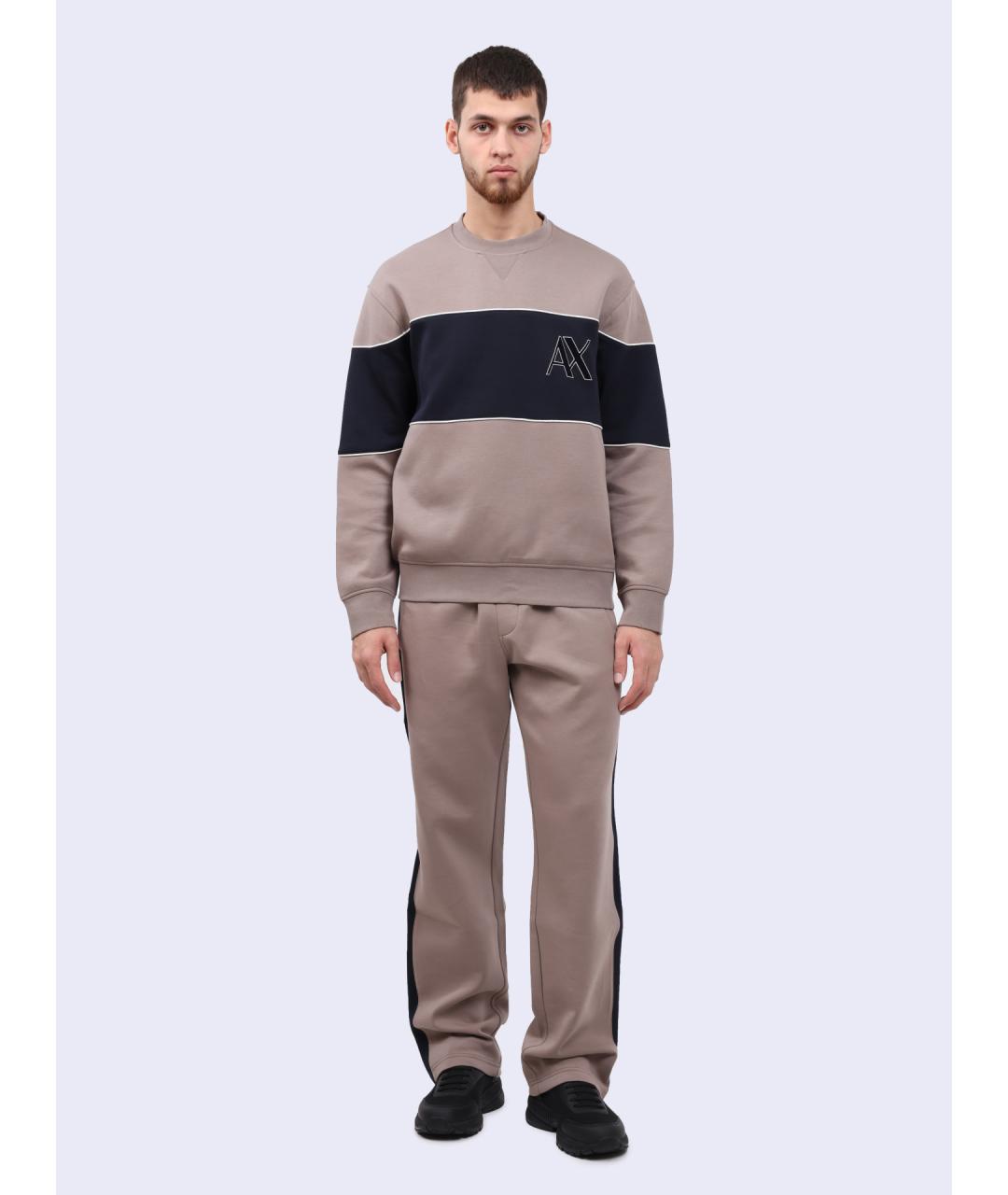 ARMANI EXCHANGE Коричневые хлопковые повседневные брюки, фото 2