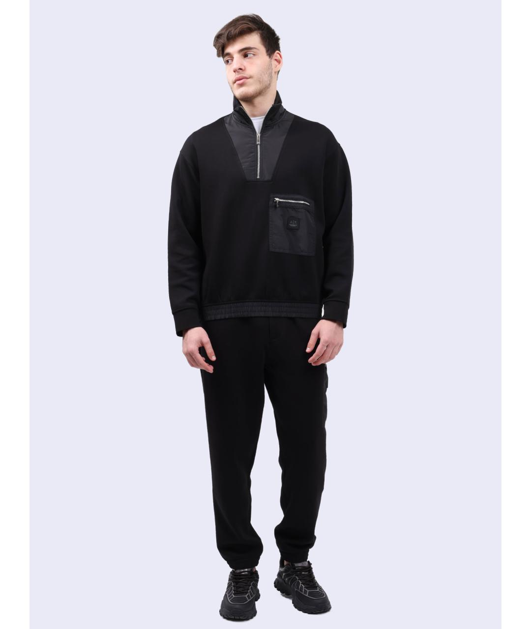 ARMANI EXCHANGE Черные хлопковые повседневные брюки, фото 2