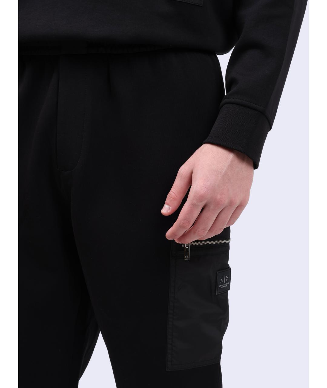 ARMANI EXCHANGE Черные хлопковые повседневные брюки, фото 4