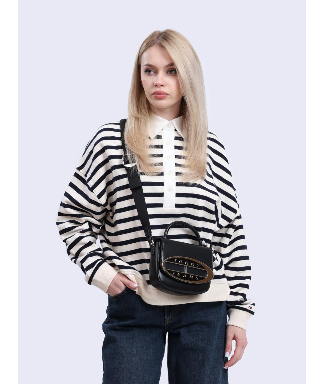 TOMMY HILFIGER Черная сумка с короткими ручками из искусственной кожи, фото 5