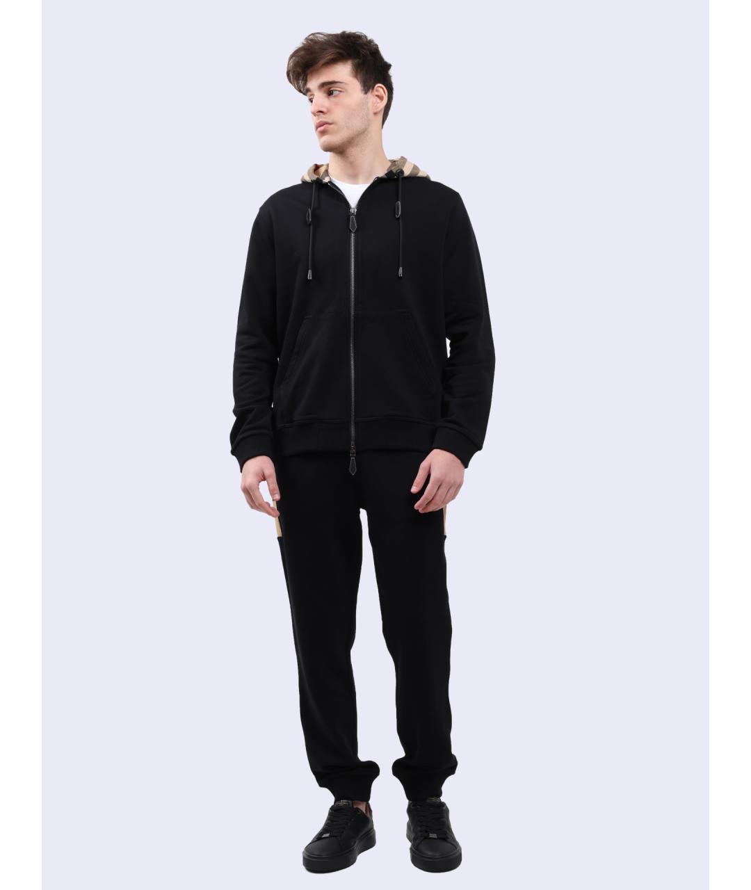 BURBERRY Черные хлопковые повседневные брюки, фото 2