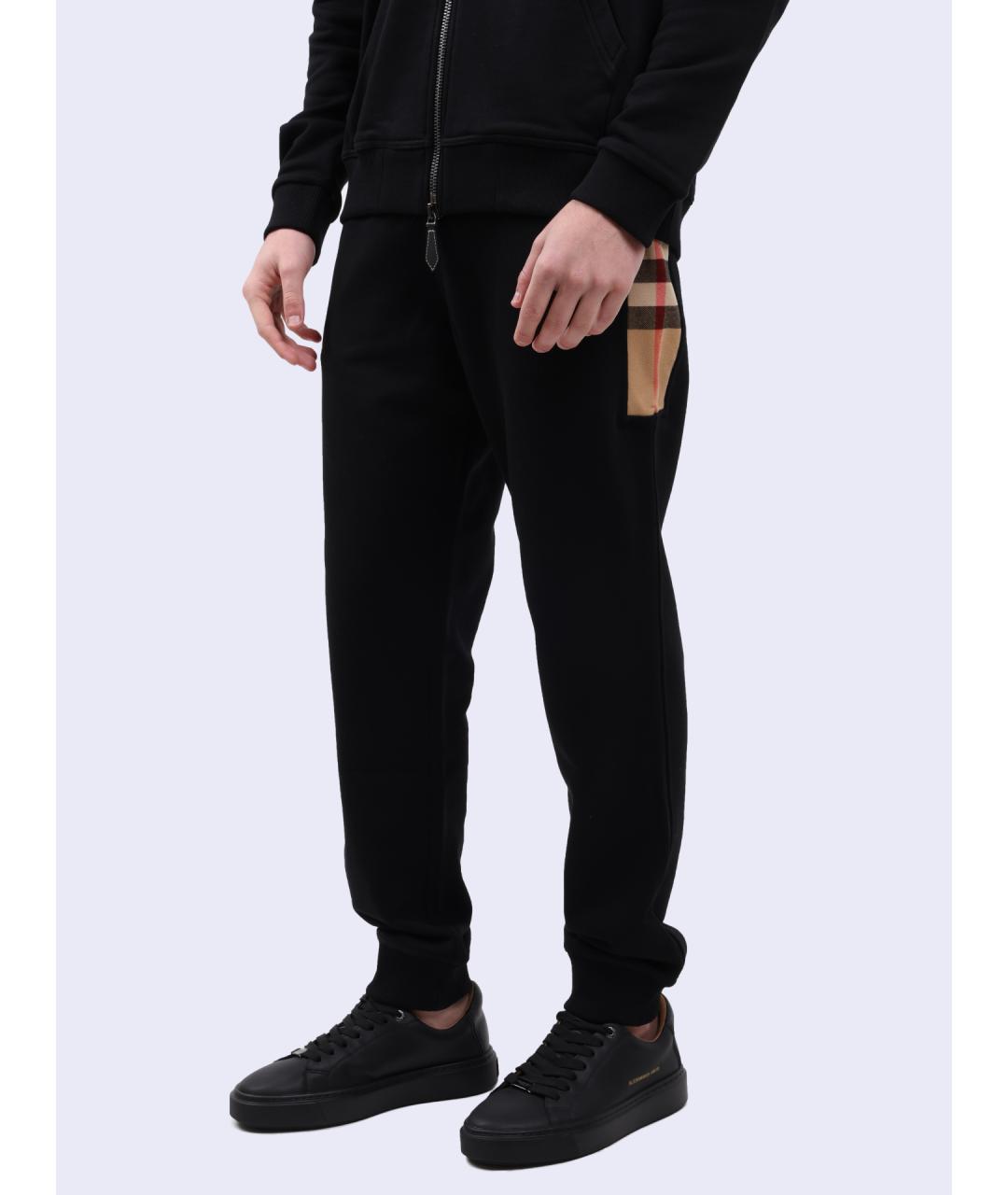 BURBERRY Черные хлопковые повседневные брюки, фото 3