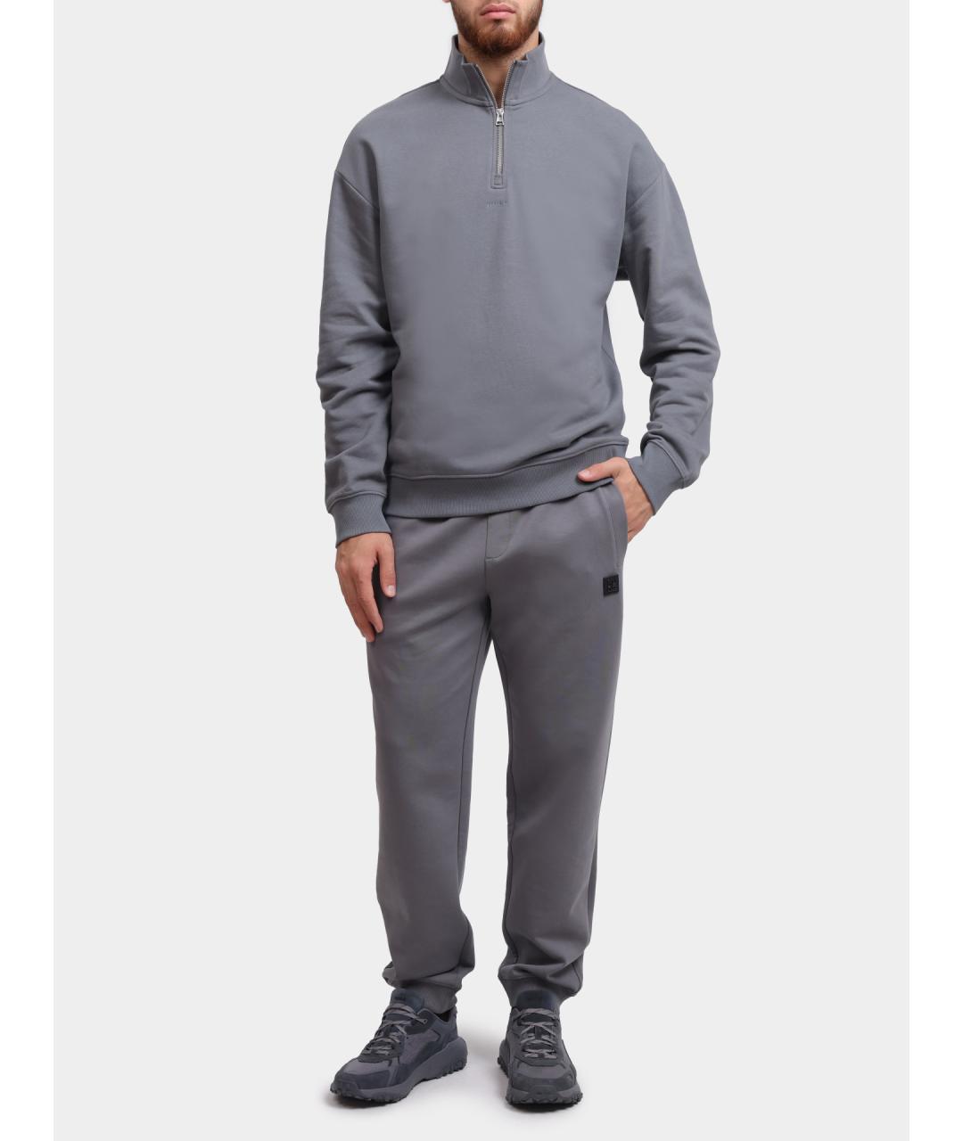 HUGO Серые хлопковые повседневные брюки, фото 3