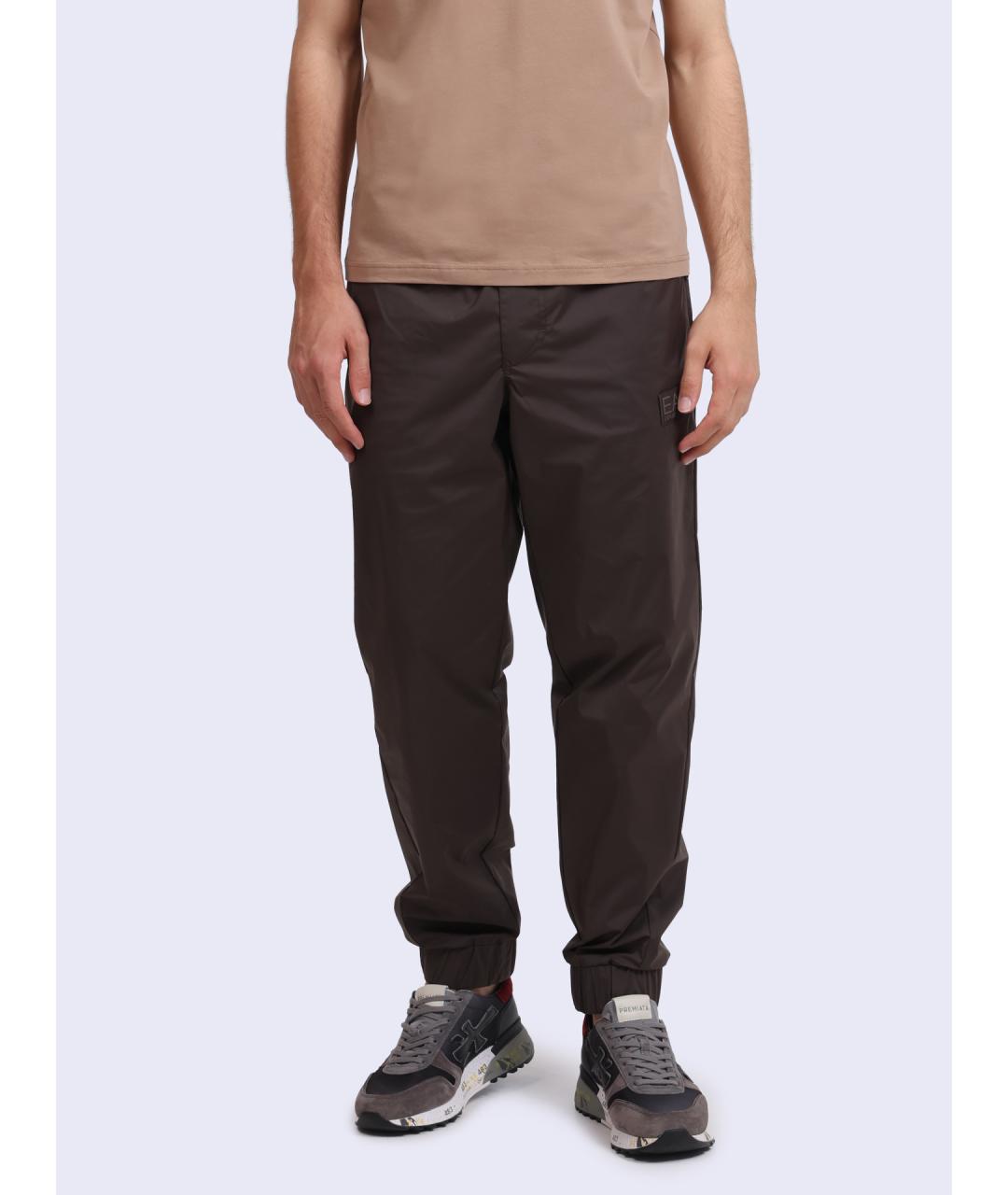 EA7 Коричневые полиамидовые повседневные брюки, фото 2