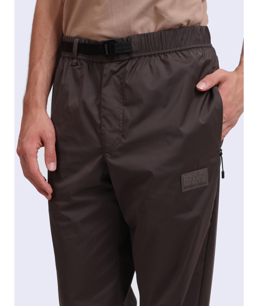 EA7 Коричневые полиамидовые повседневные брюки, фото 5