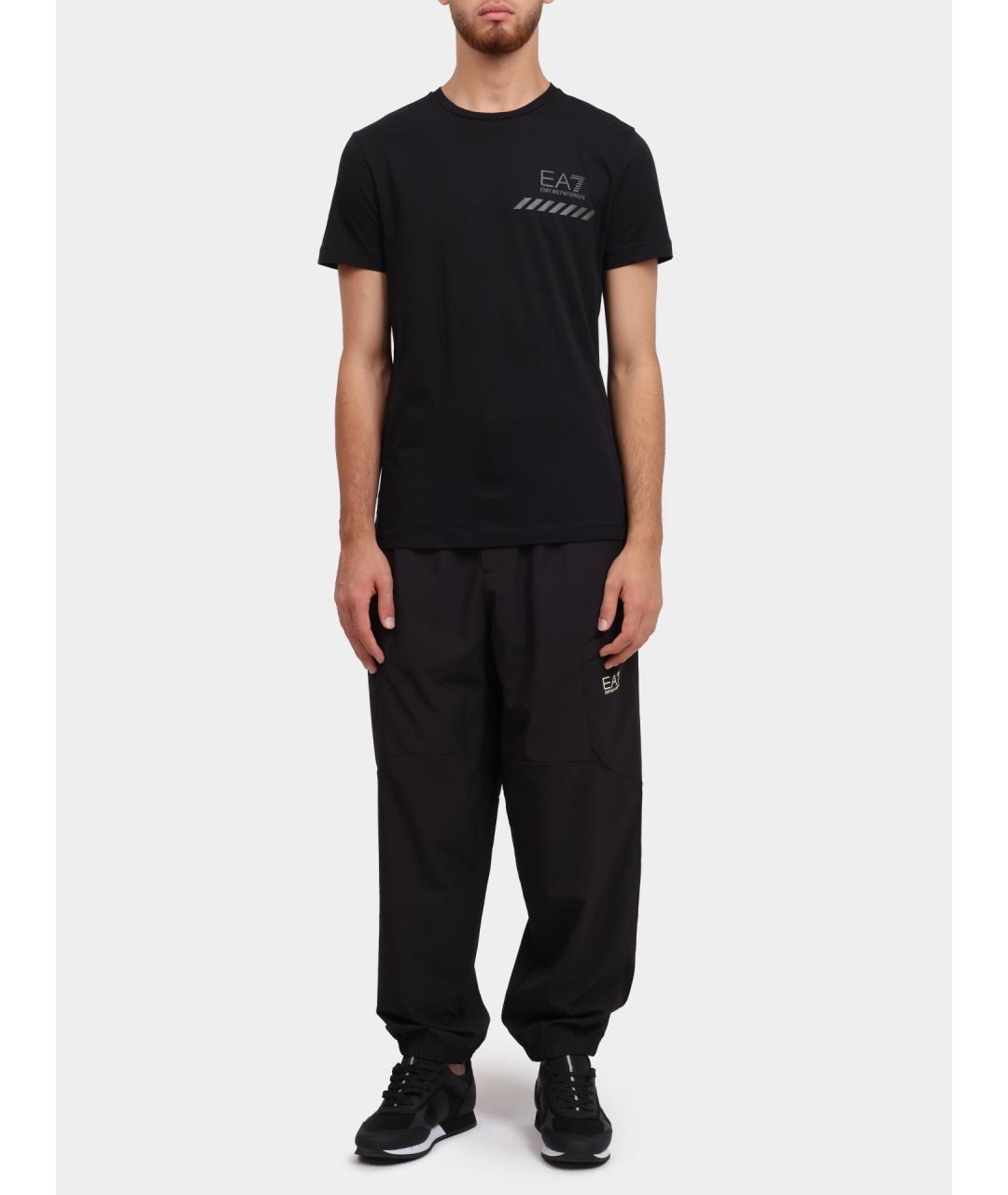 EA7 Черные полиэстеровые повседневные брюки, фото 2
