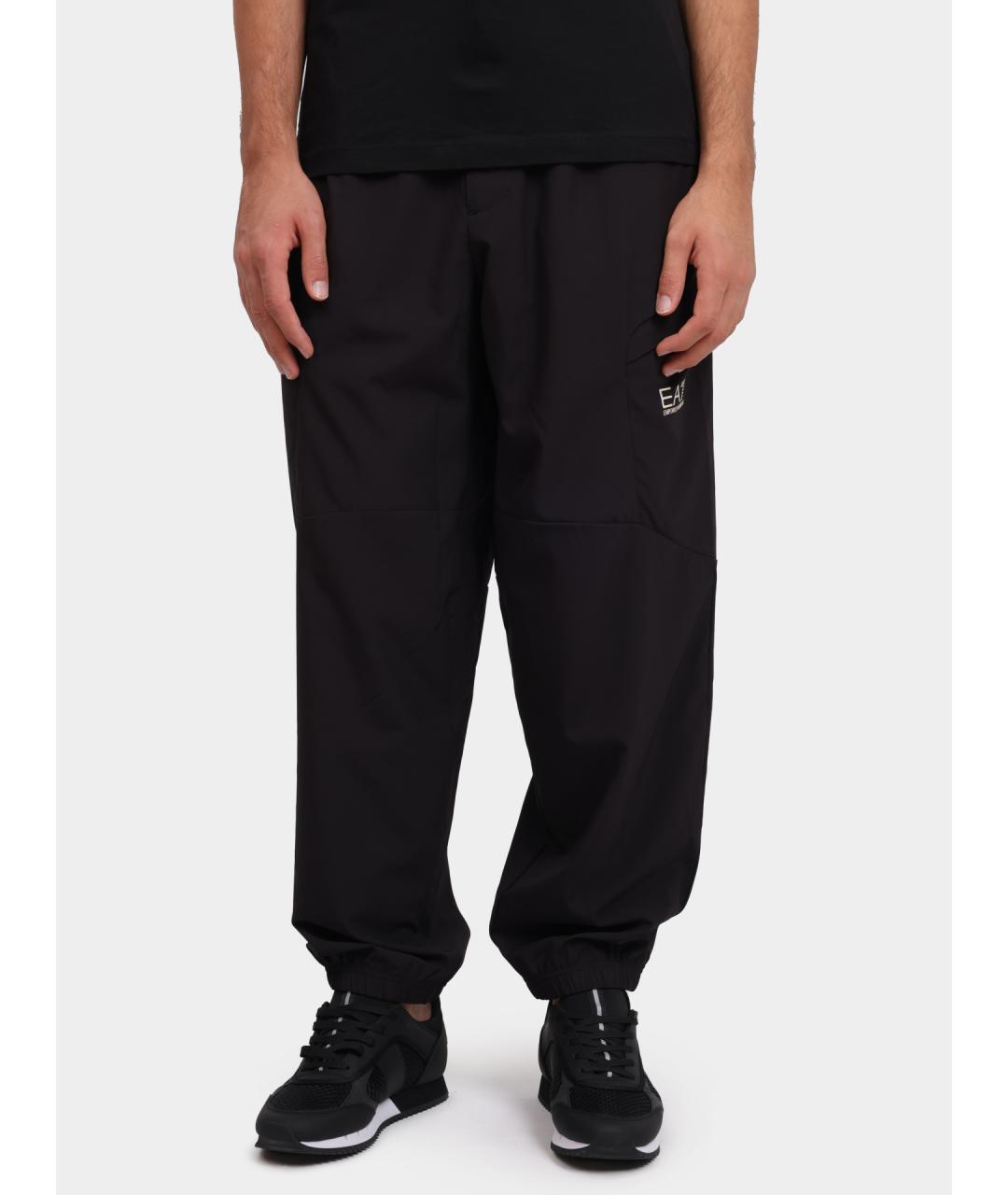 EA7 Черные полиэстеровые повседневные брюки, фото 6