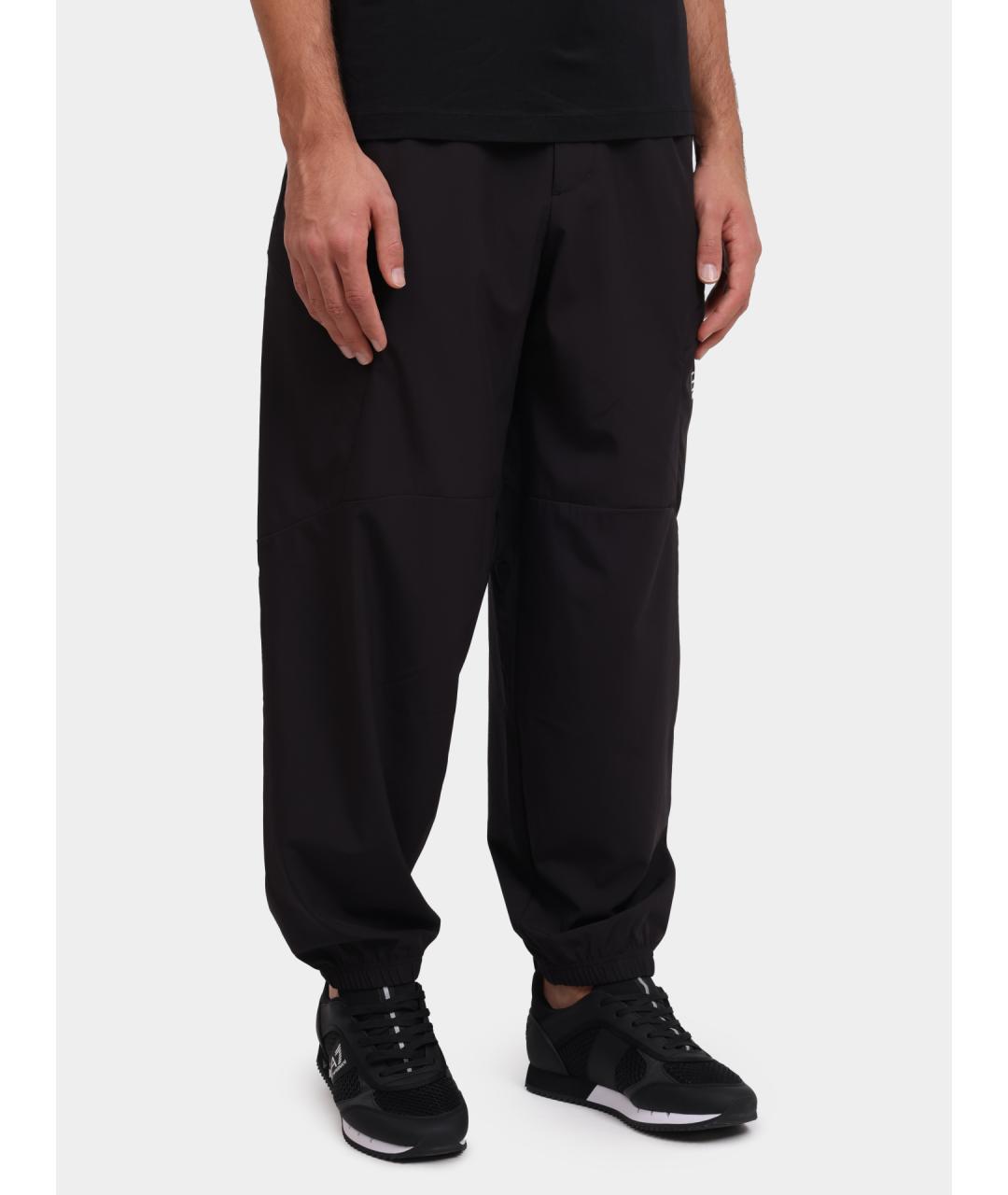 EA7 Черные полиэстеровые повседневные брюки, фото 3