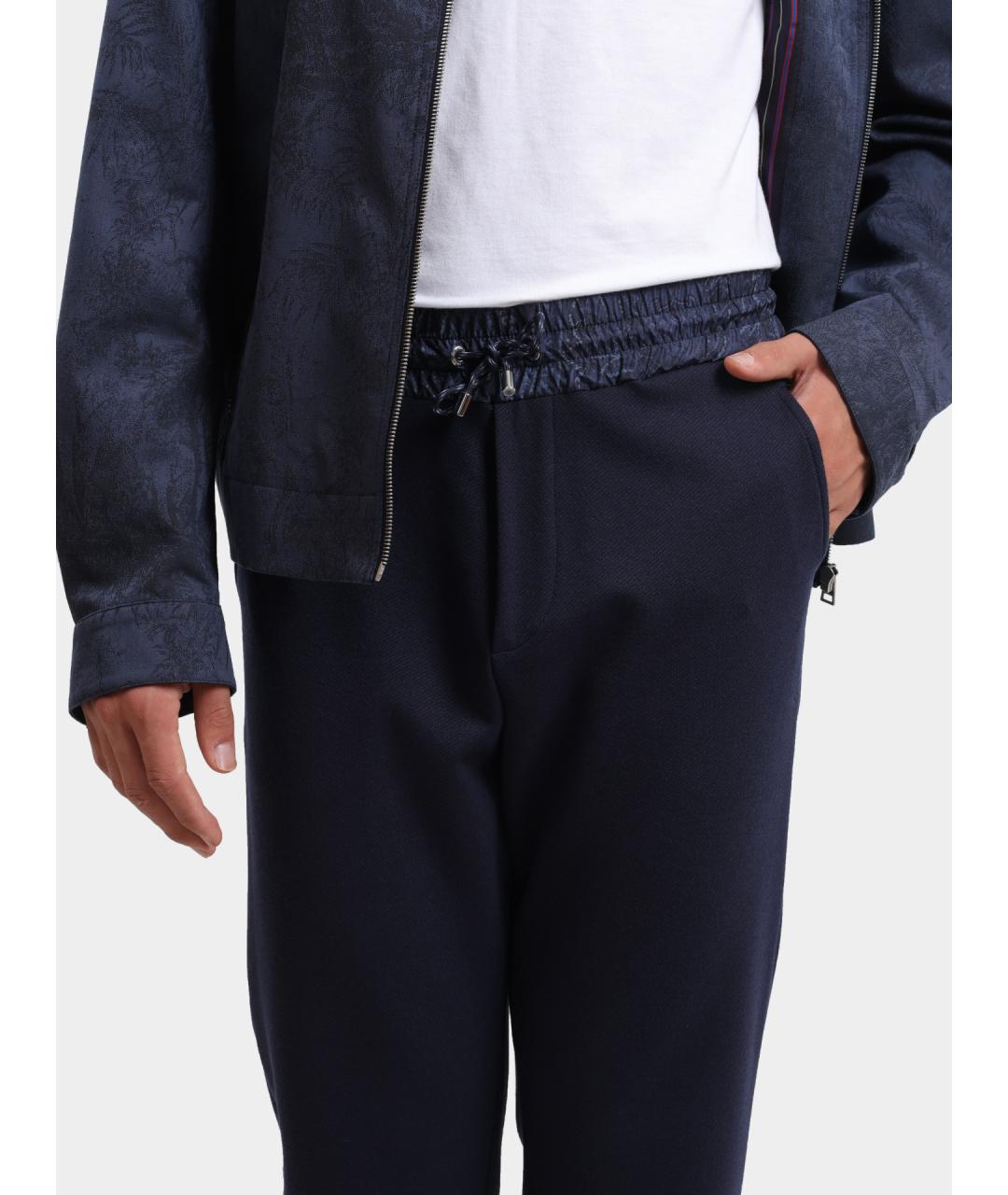 ETRO Темно-синие повседневные брюки, фото 4