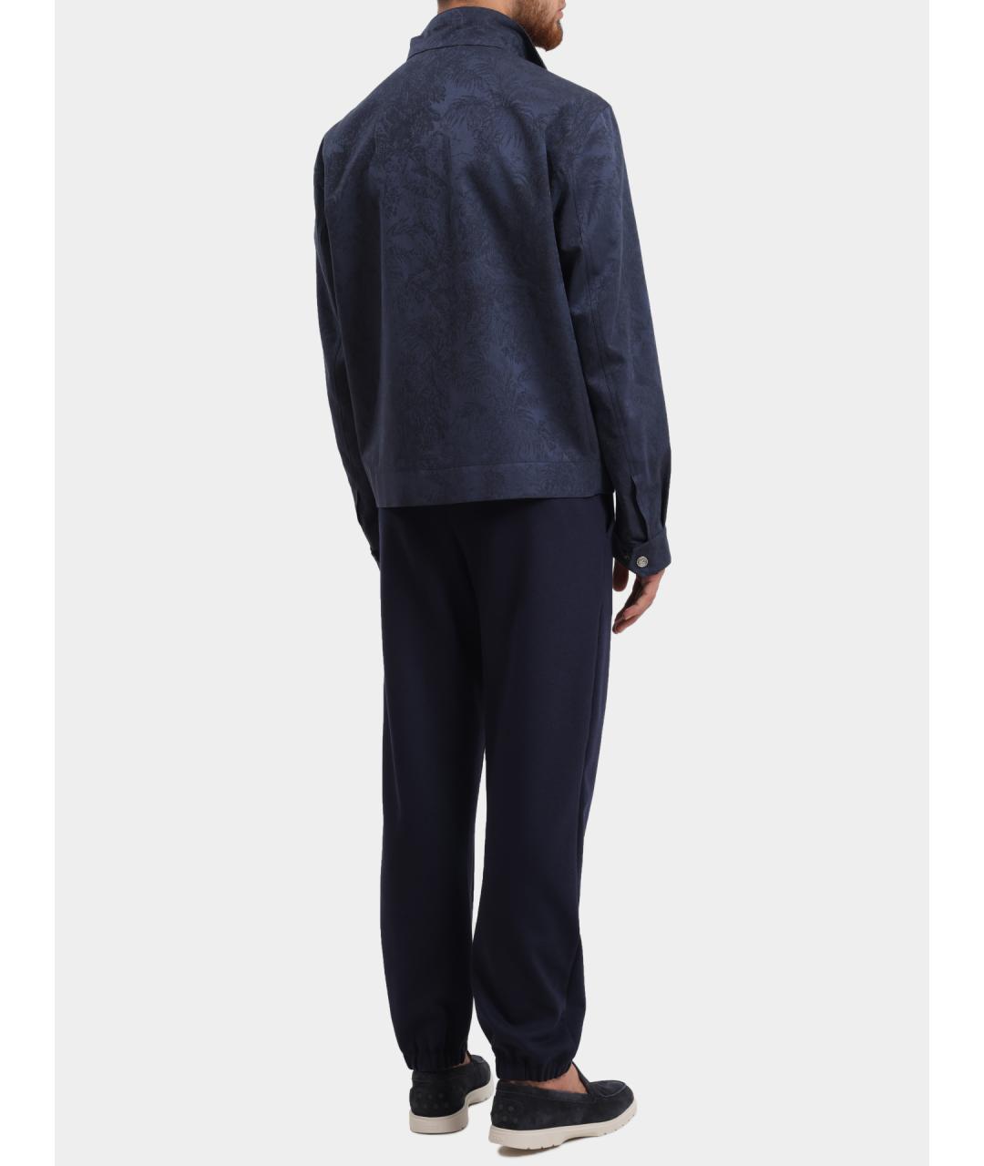 ETRO Темно-синие повседневные брюки, фото 5