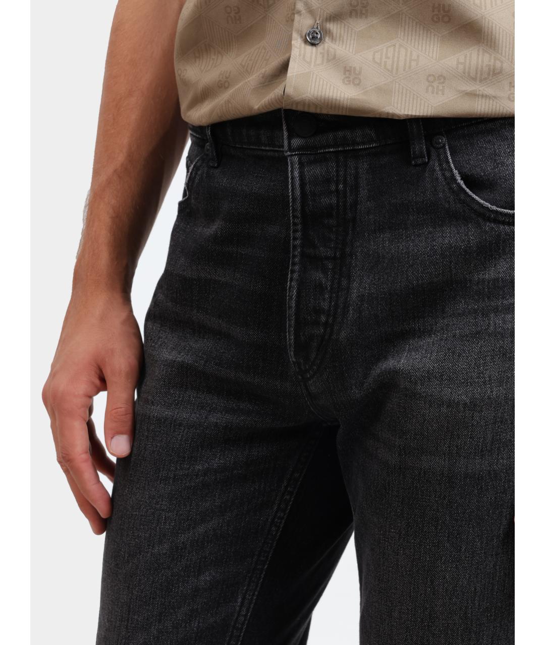 HUGO Антрацитовые хлопковые прямые джинсы, фото 4