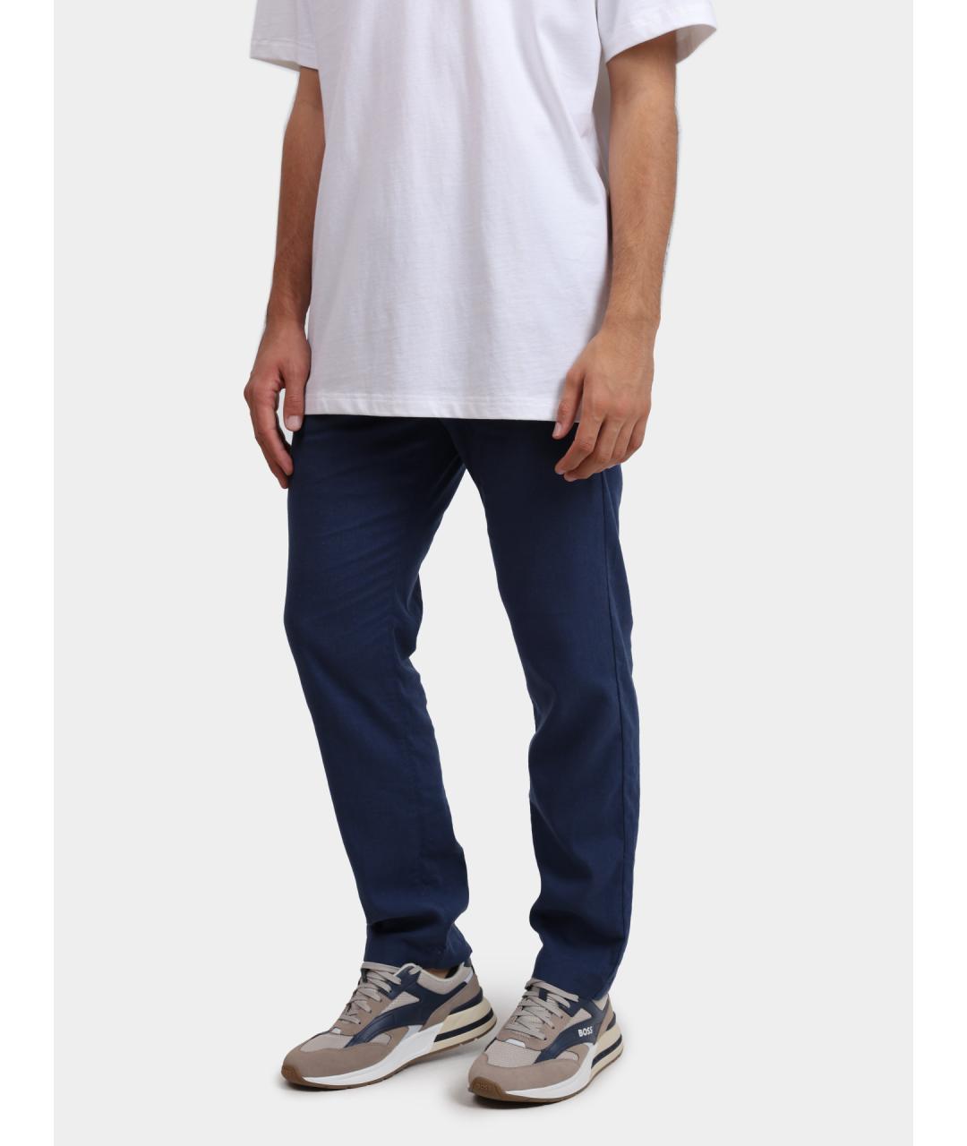 HUGO BOSS Синие льняные повседневные брюки, фото 5
