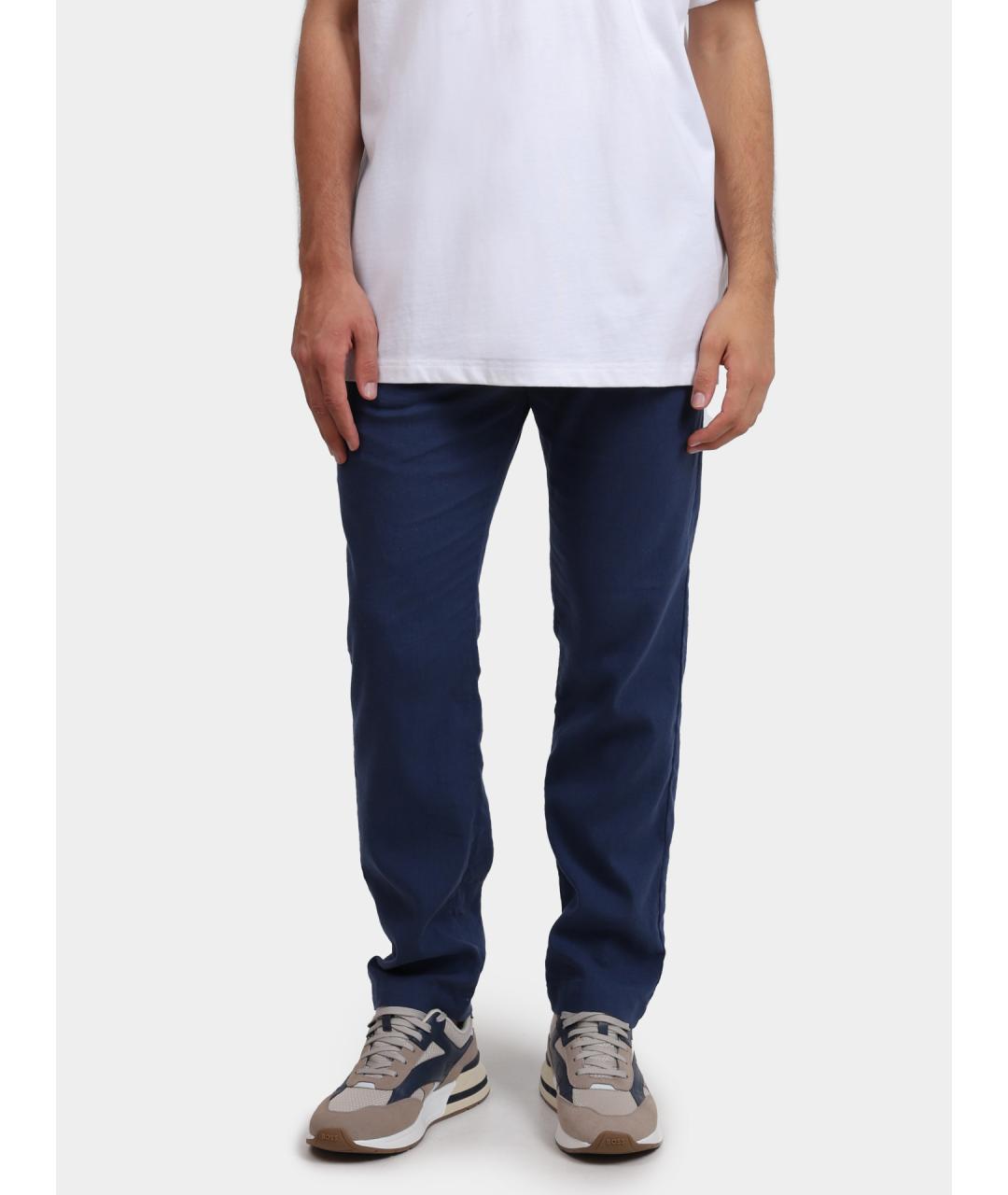 HUGO BOSS Синие льняные повседневные брюки, фото 6