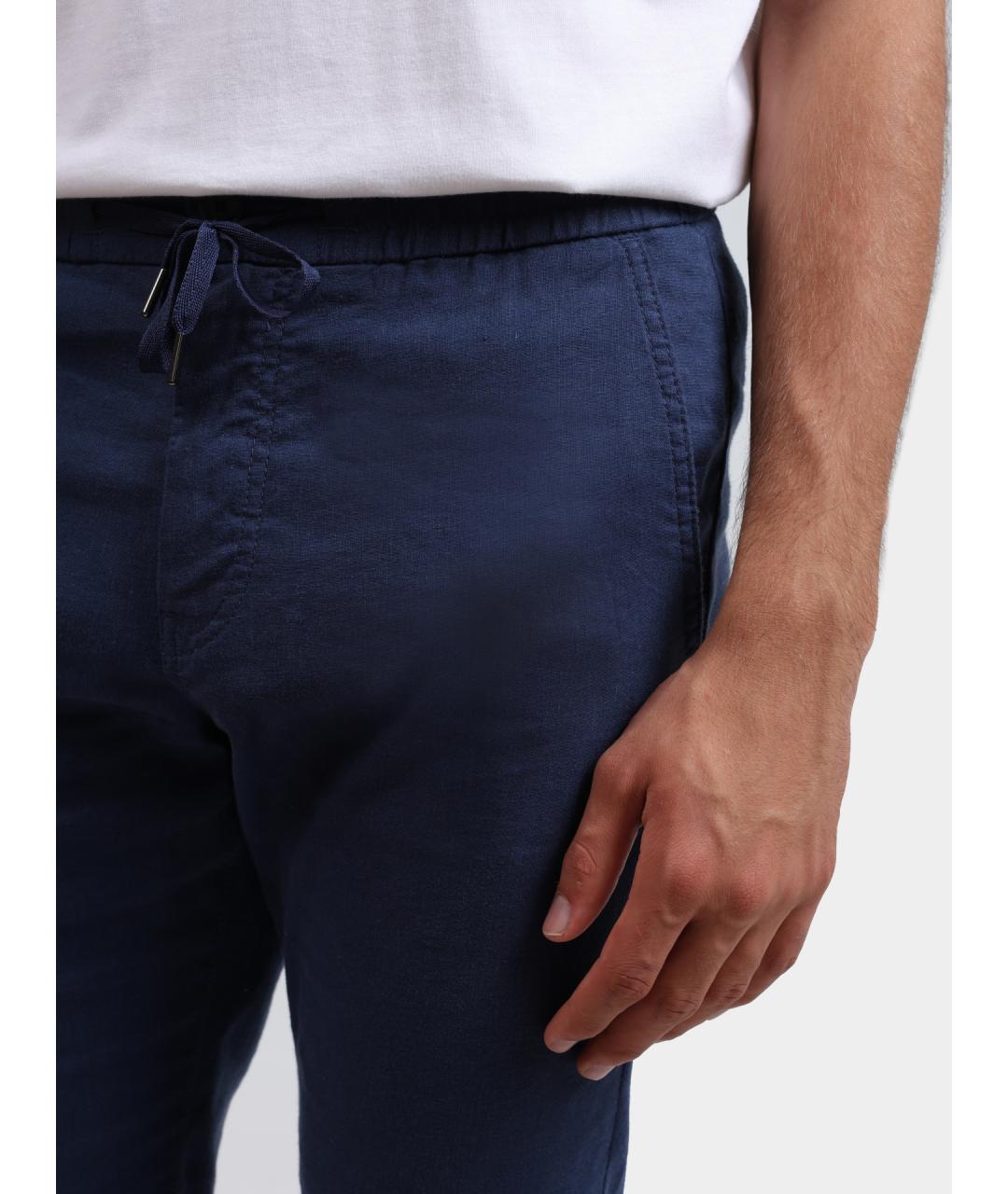 HUGO BOSS Синие льняные повседневные брюки, фото 4