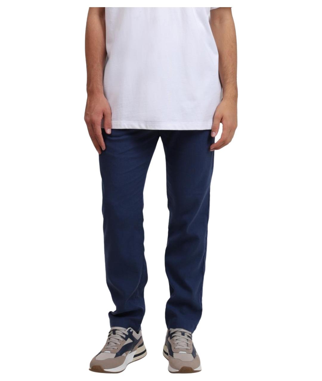 HUGO BOSS Синие льняные повседневные брюки, фото 1