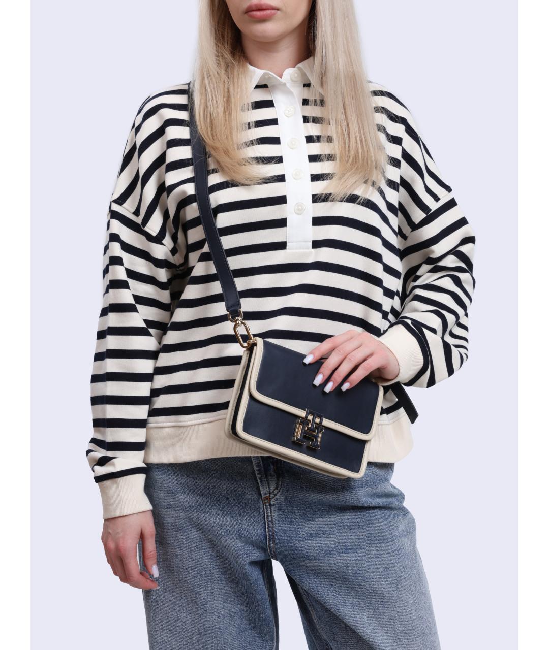 TOMMY HILFIGER Темно-синяя кожаная сумка через плечо, фото 5