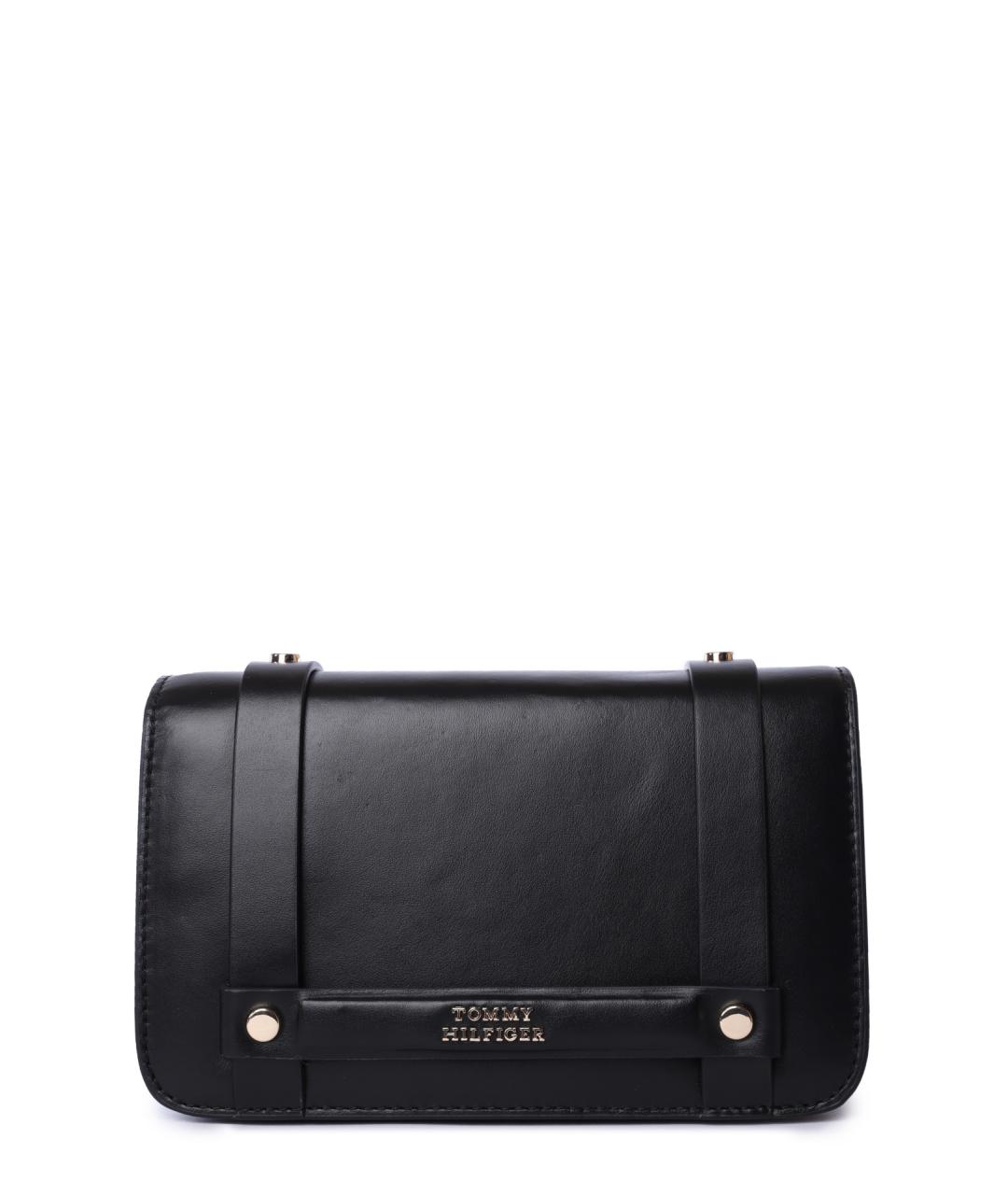 TOMMY HILFIGER Черная кожаная сумка через плечо, фото 1