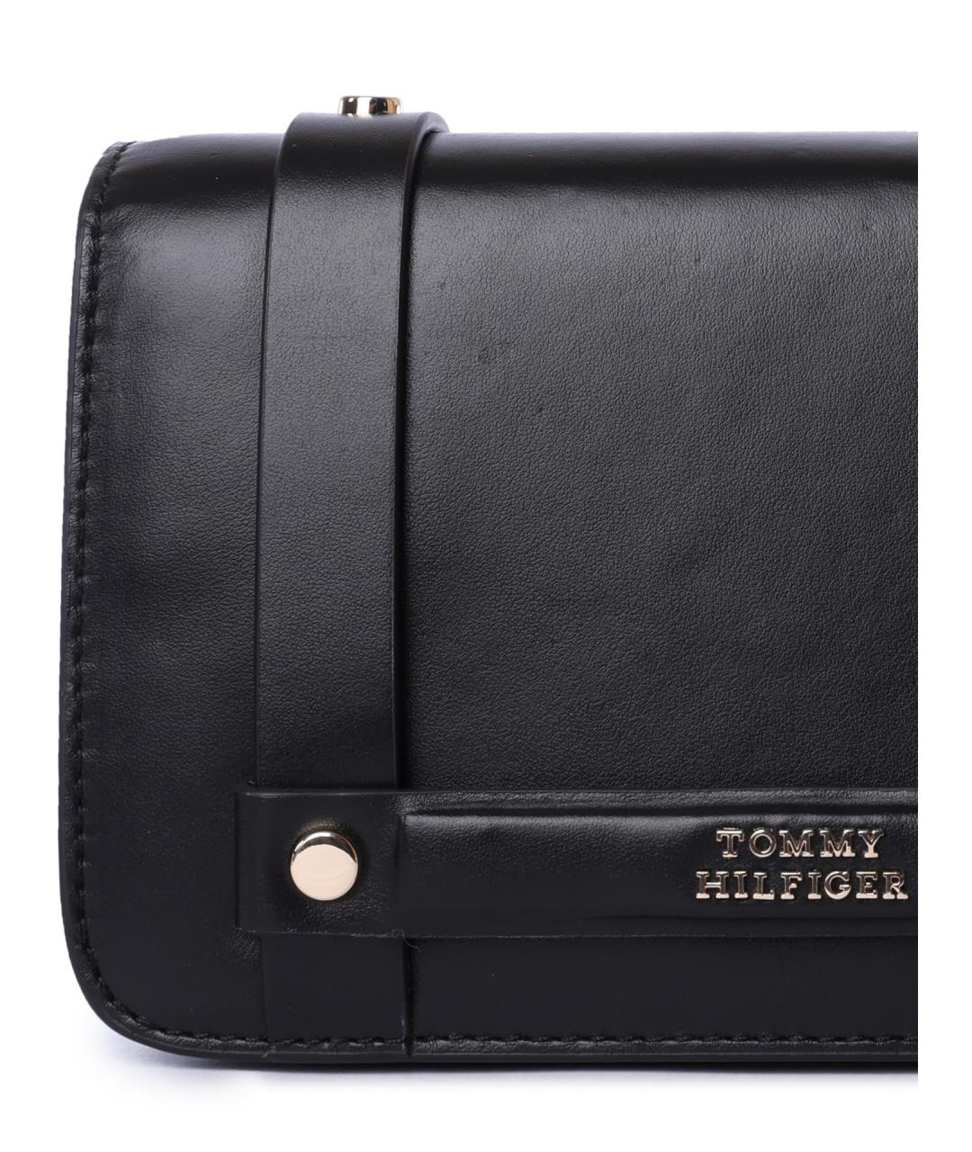 TOMMY HILFIGER Черная кожаная сумка через плечо, фото 3