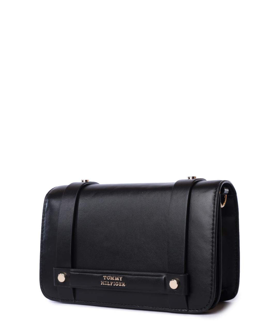 TOMMY HILFIGER Черная кожаная сумка через плечо, фото 2