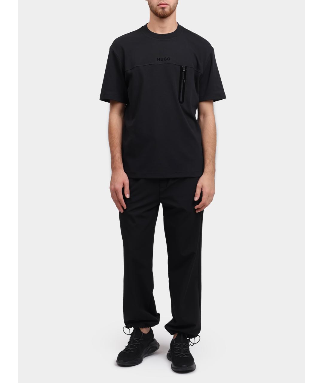 HUGO Черные полиамидовые повседневные брюки, фото 2