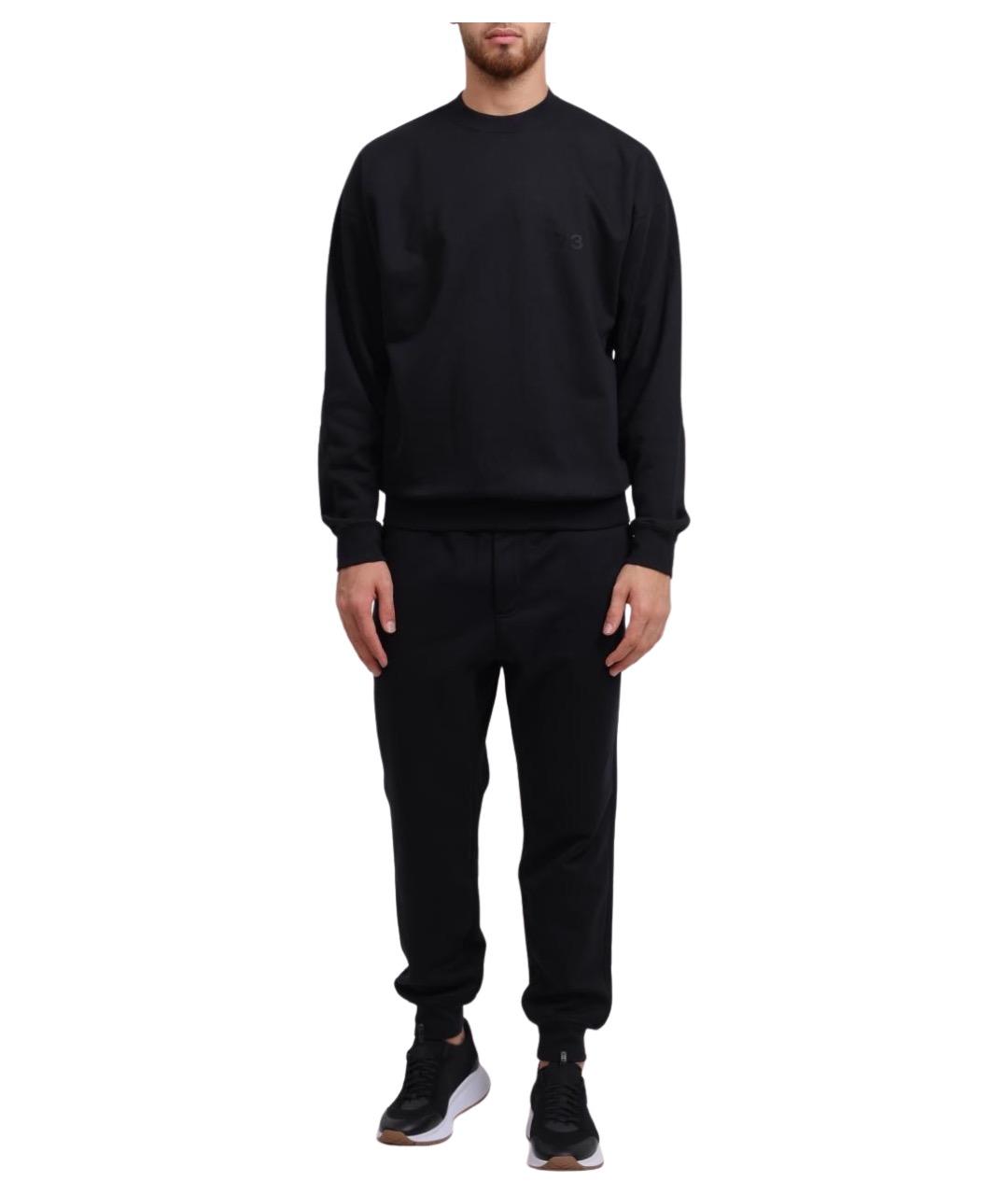 Y-3 Черные хлопковые повседневные брюки, фото 1