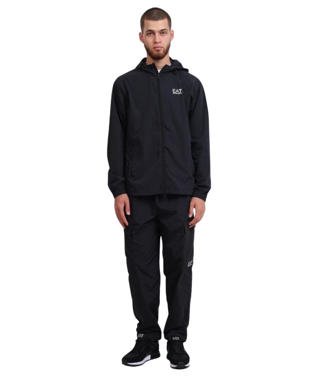 EA7 Черные полиамидовые повседневные брюки, фото 1