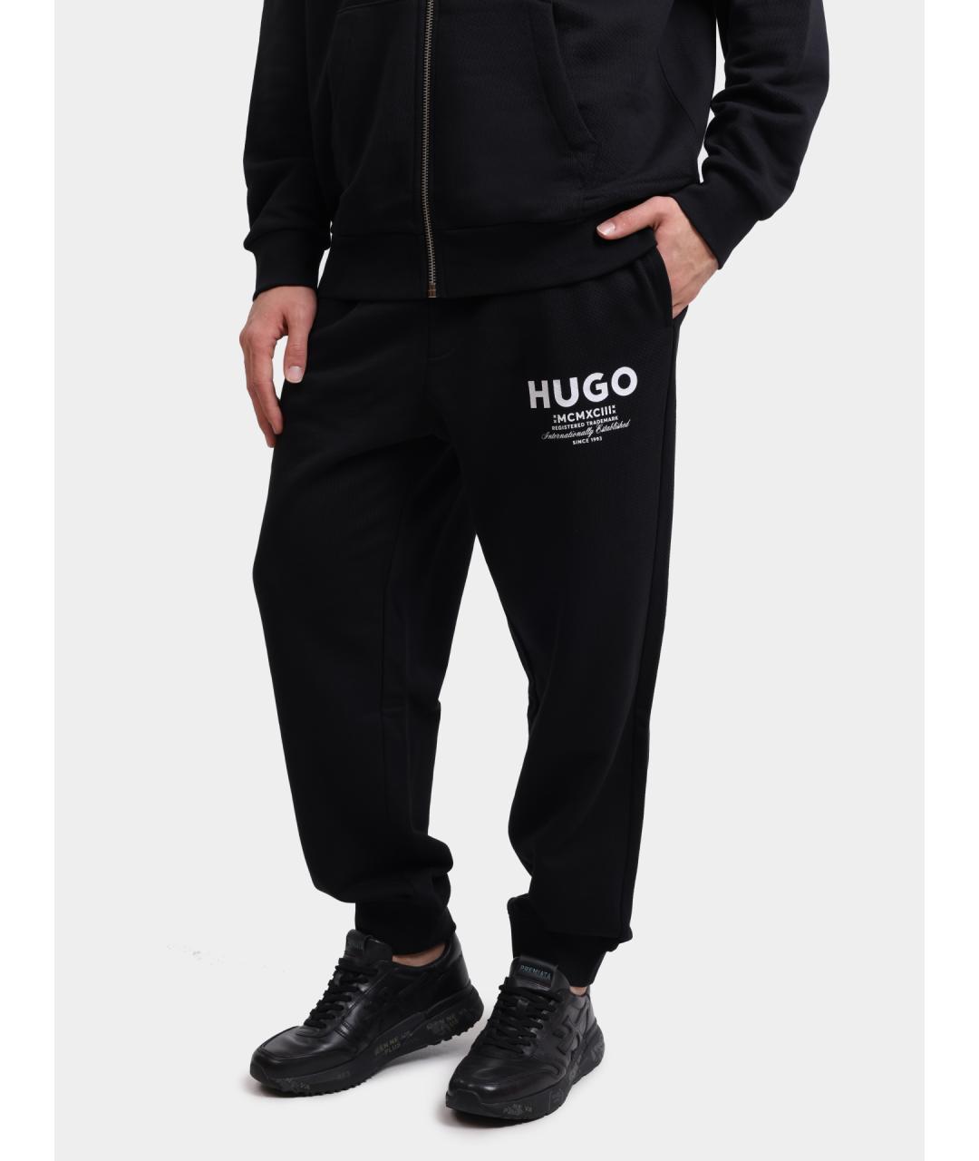 HUGO Черные хлопковые повседневные брюки, фото 2