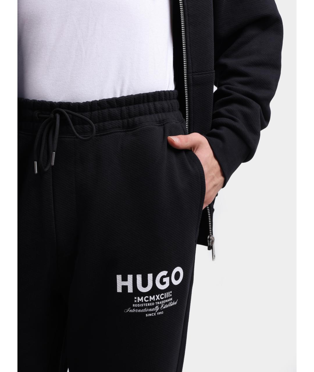 HUGO Черные хлопковые повседневные брюки, фото 3