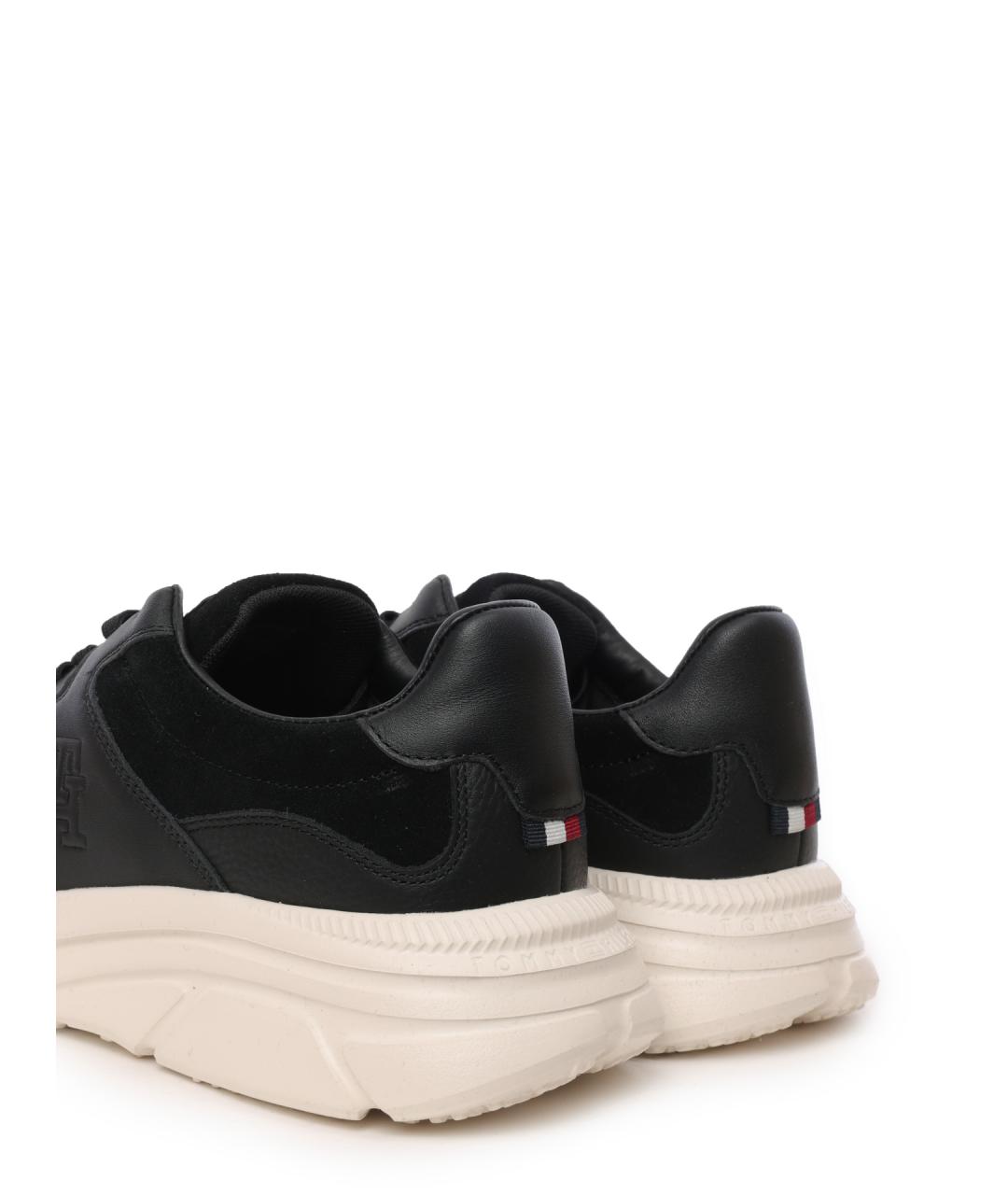 TOMMY HILFIGER Черные кожаные низкие кроссовки / кеды, фото 6
