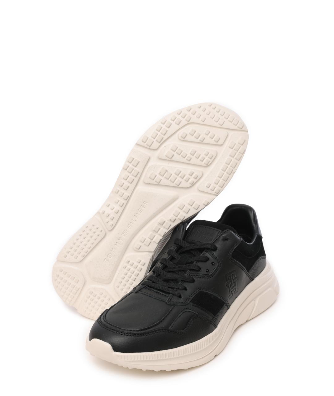 TOMMY HILFIGER Черные кожаные низкие кроссовки / кеды, фото 4
