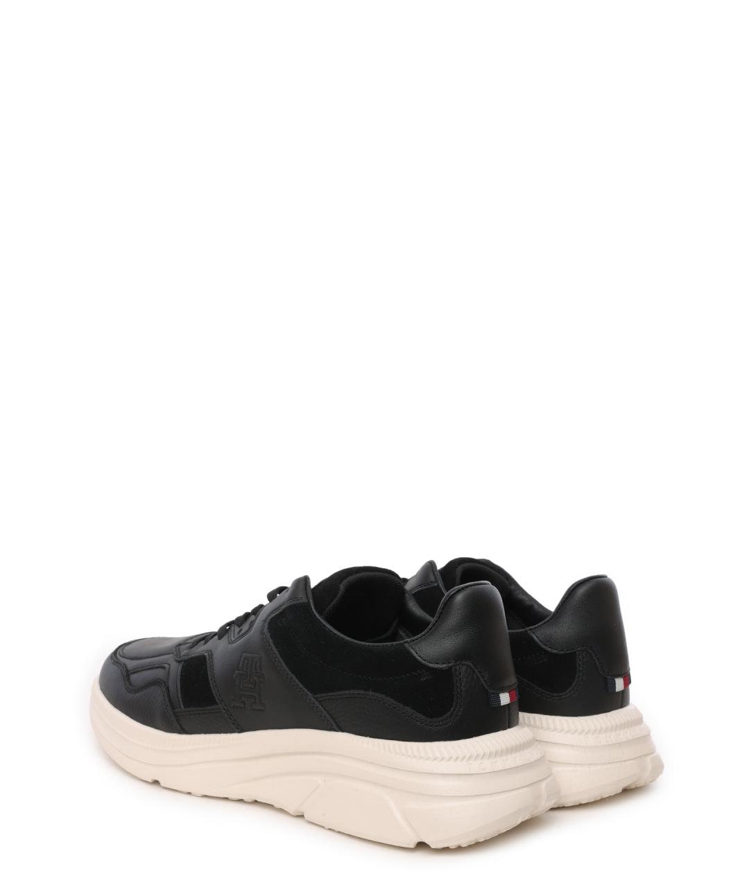 TOMMY HILFIGER Черные кожаные низкие кроссовки / кеды, фото 3