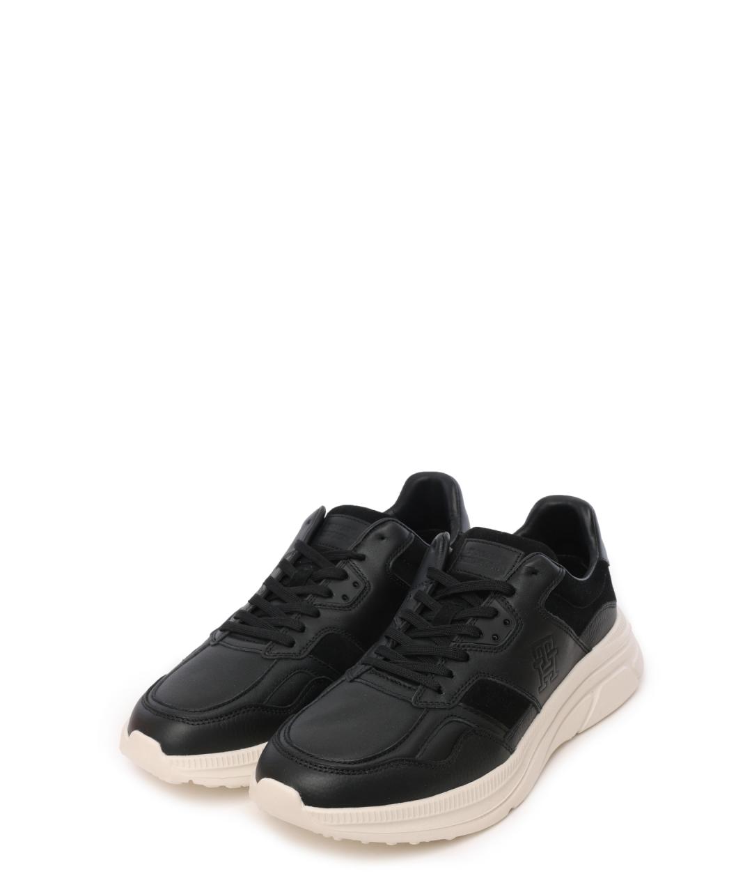 TOMMY HILFIGER Черные кожаные низкие кроссовки / кеды, фото 2