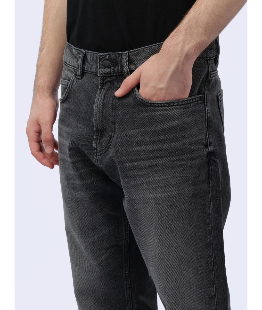 HUGO Серые хлопковые прямые джинсы, фото 4
