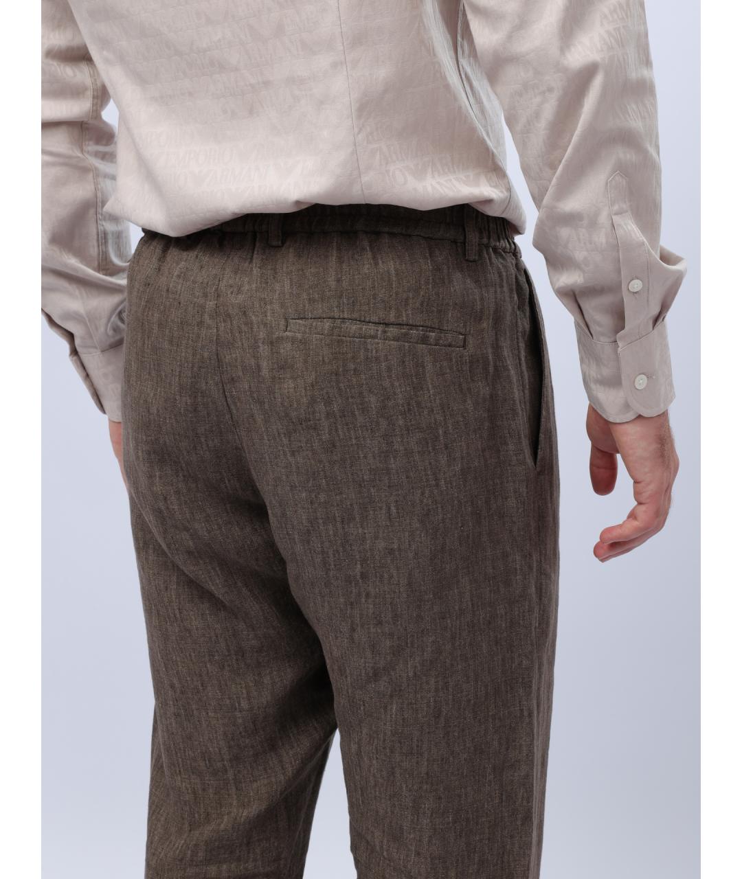 EMPORIO ARMANI Коричневые повседневные брюки, фото 8