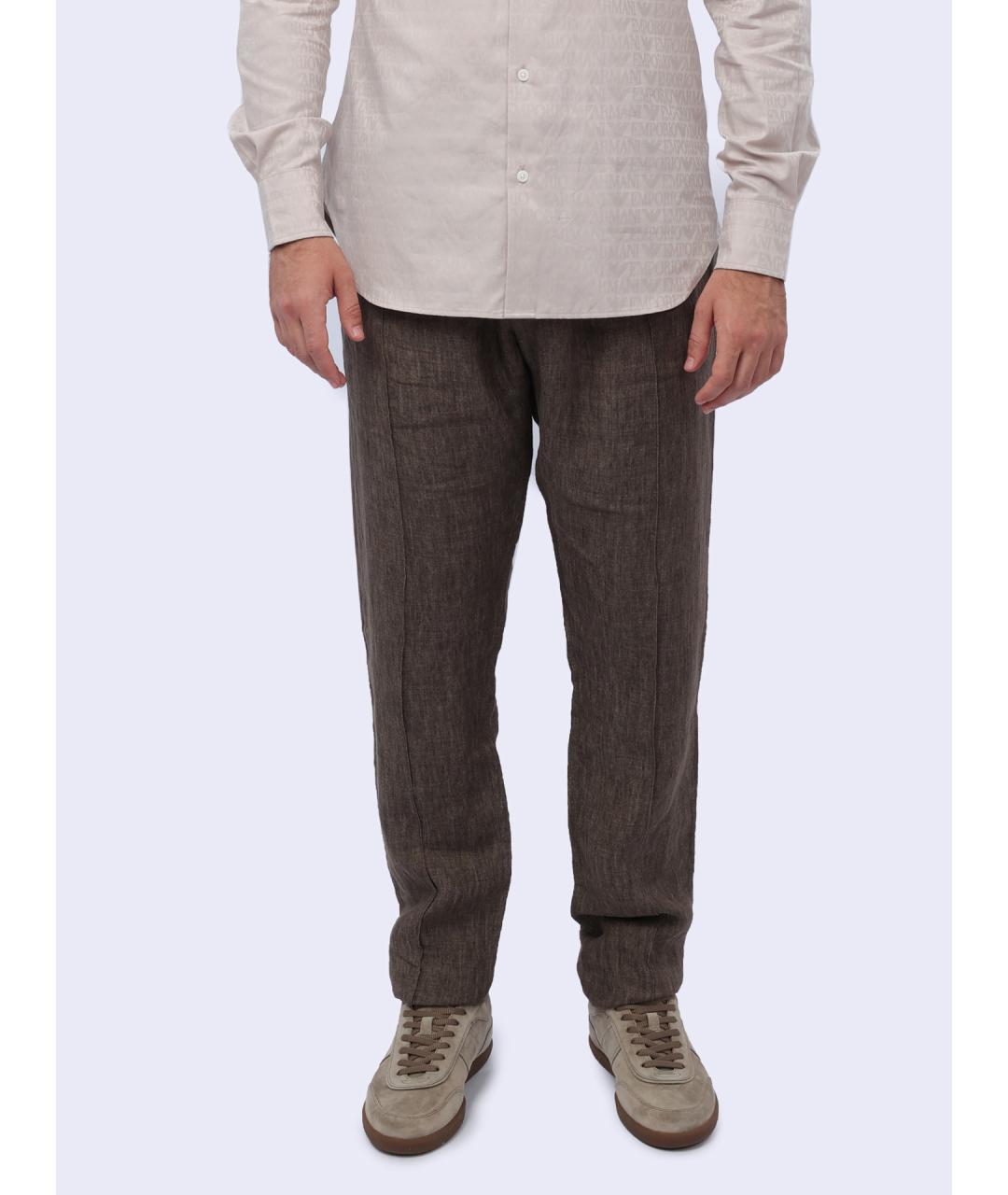 EMPORIO ARMANI Коричневые повседневные брюки, фото 9