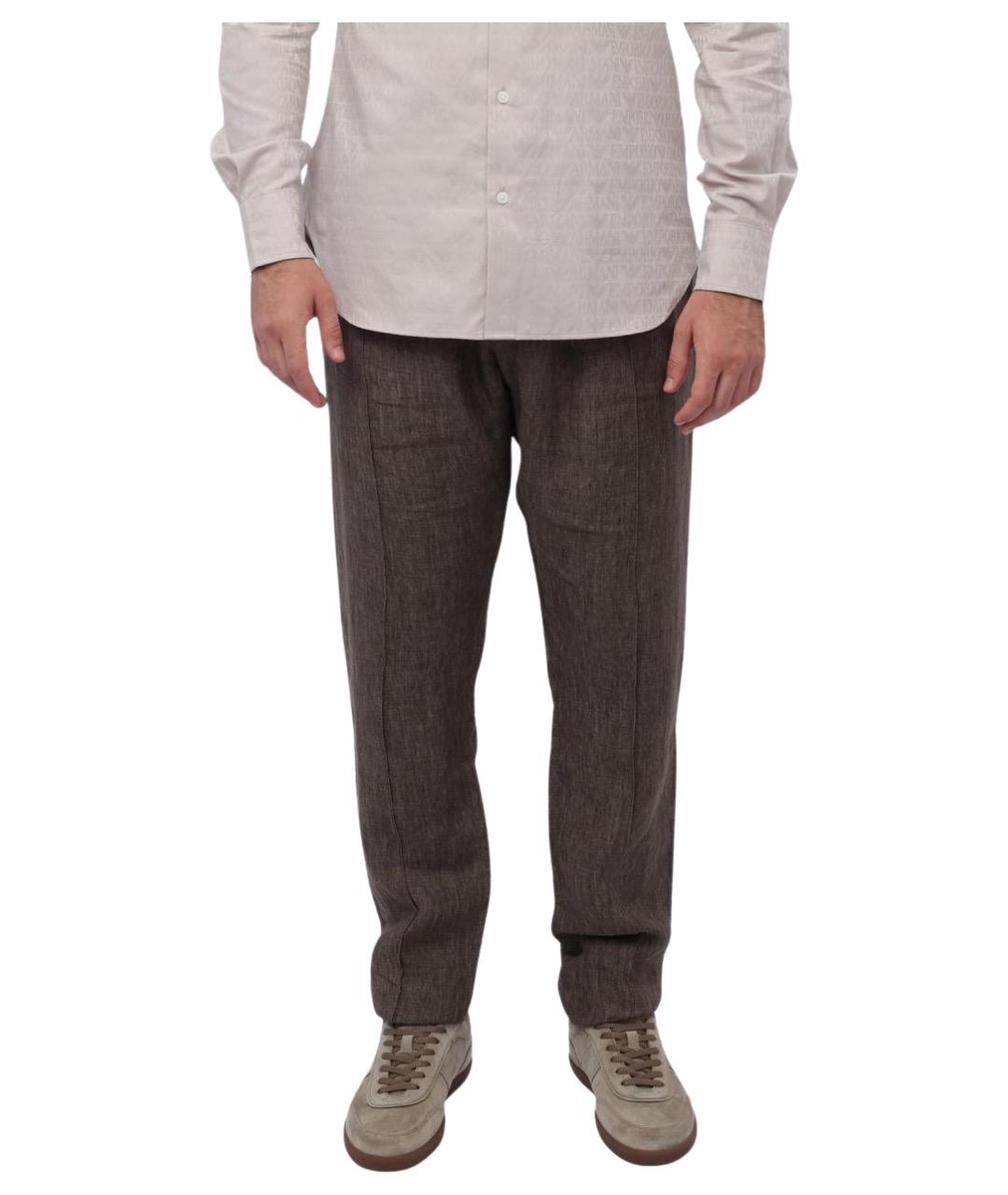 EMPORIO ARMANI Коричневые повседневные брюки, фото 1