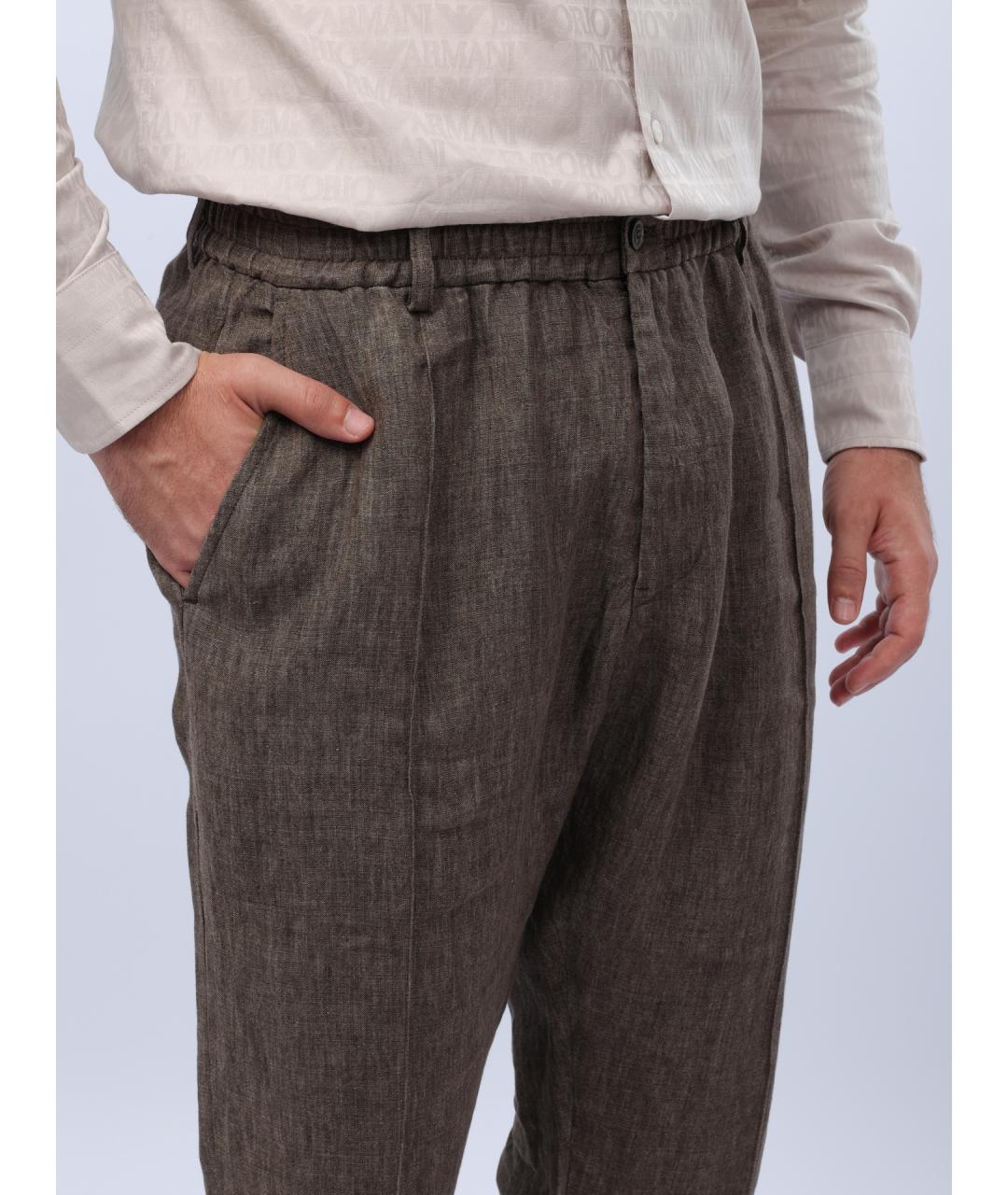 EMPORIO ARMANI Коричневые повседневные брюки, фото 6