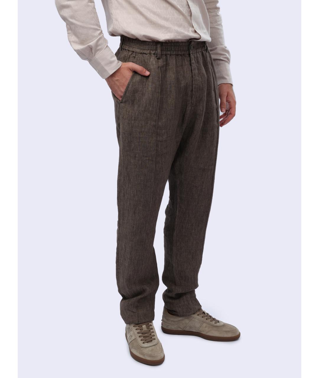 EMPORIO ARMANI Коричневые повседневные брюки, фото 5
