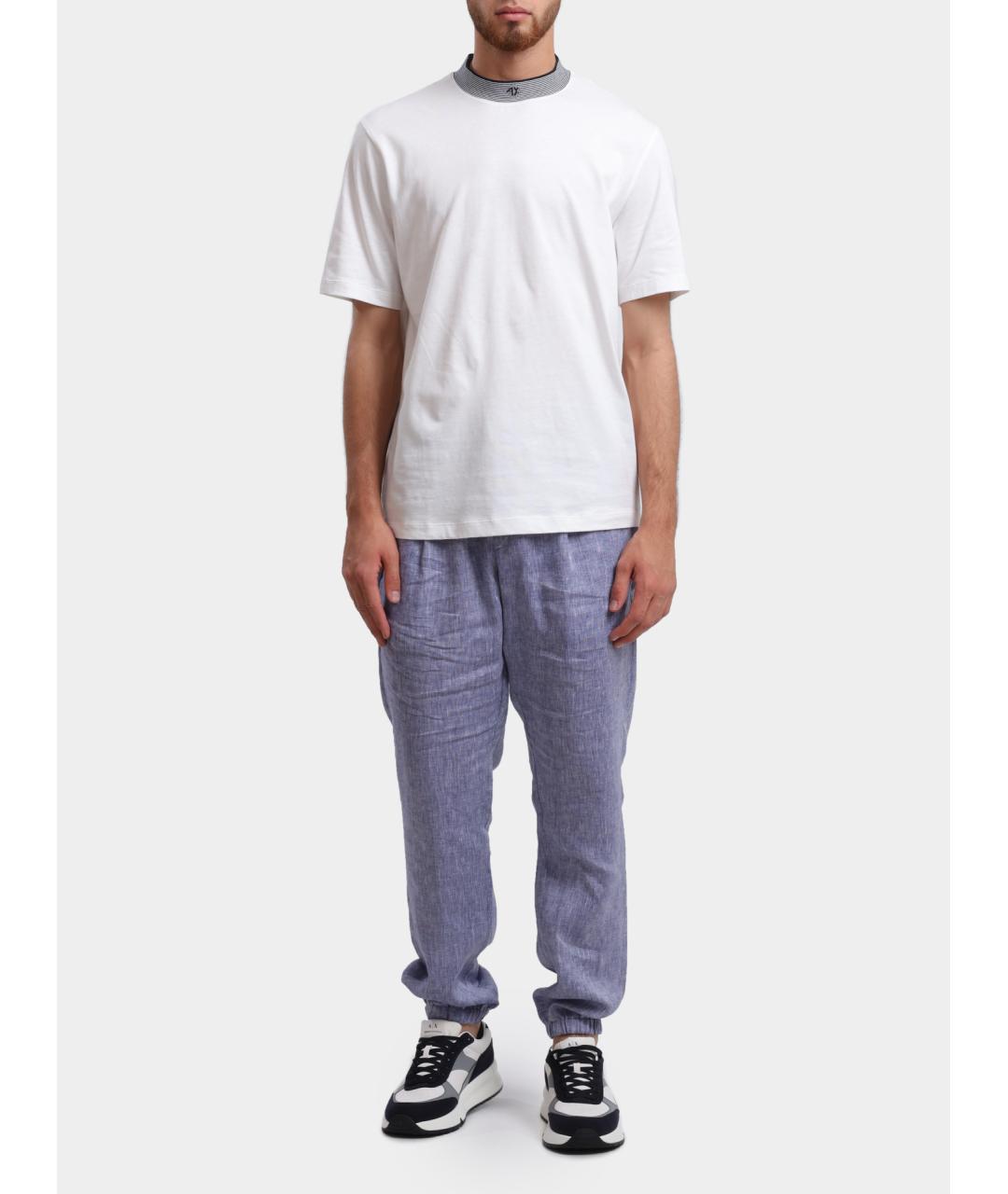 HERNO Синие льняные повседневные брюки, фото 2