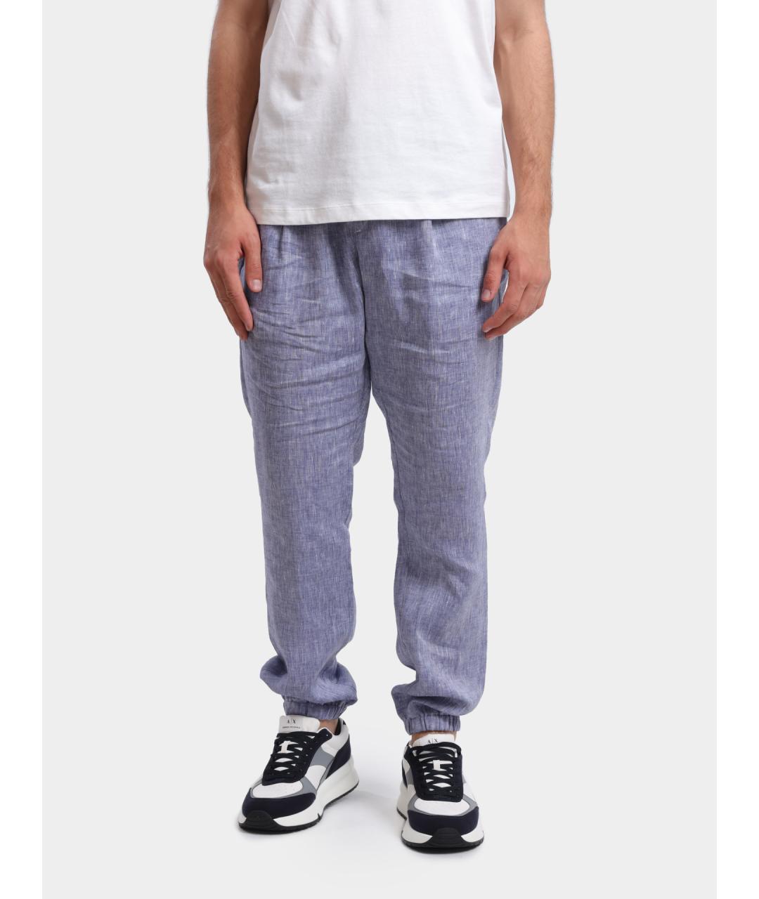 HERNO Синие льняные повседневные брюки, фото 6