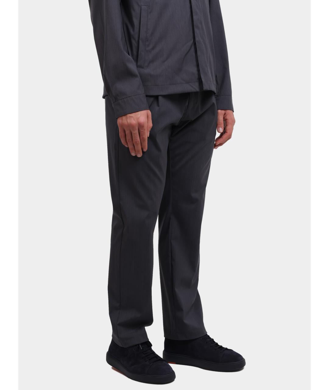 HERNO Серые полиэстеровые повседневные брюки, фото 3