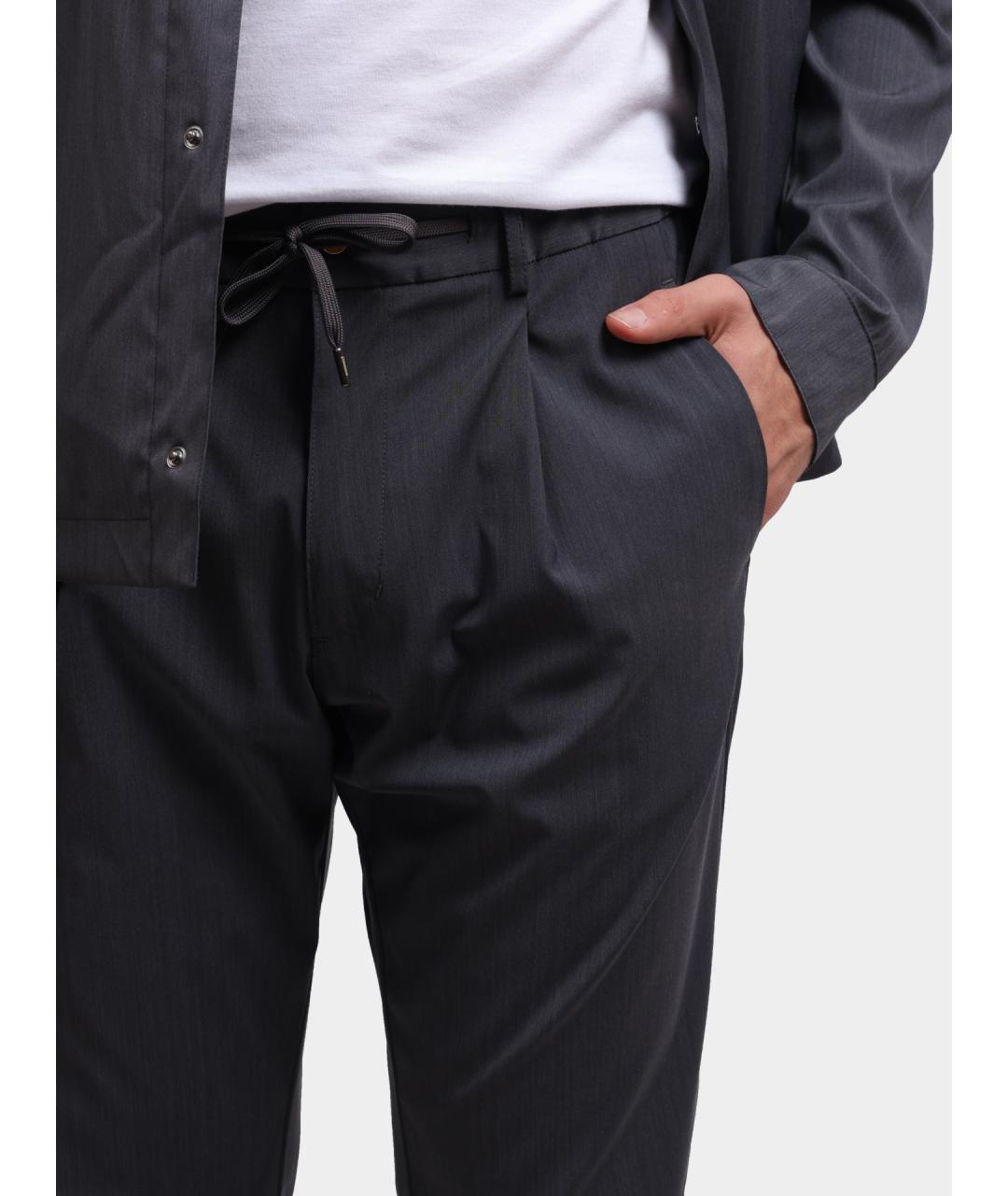 HERNO Серые полиэстеровые повседневные брюки, фото 4