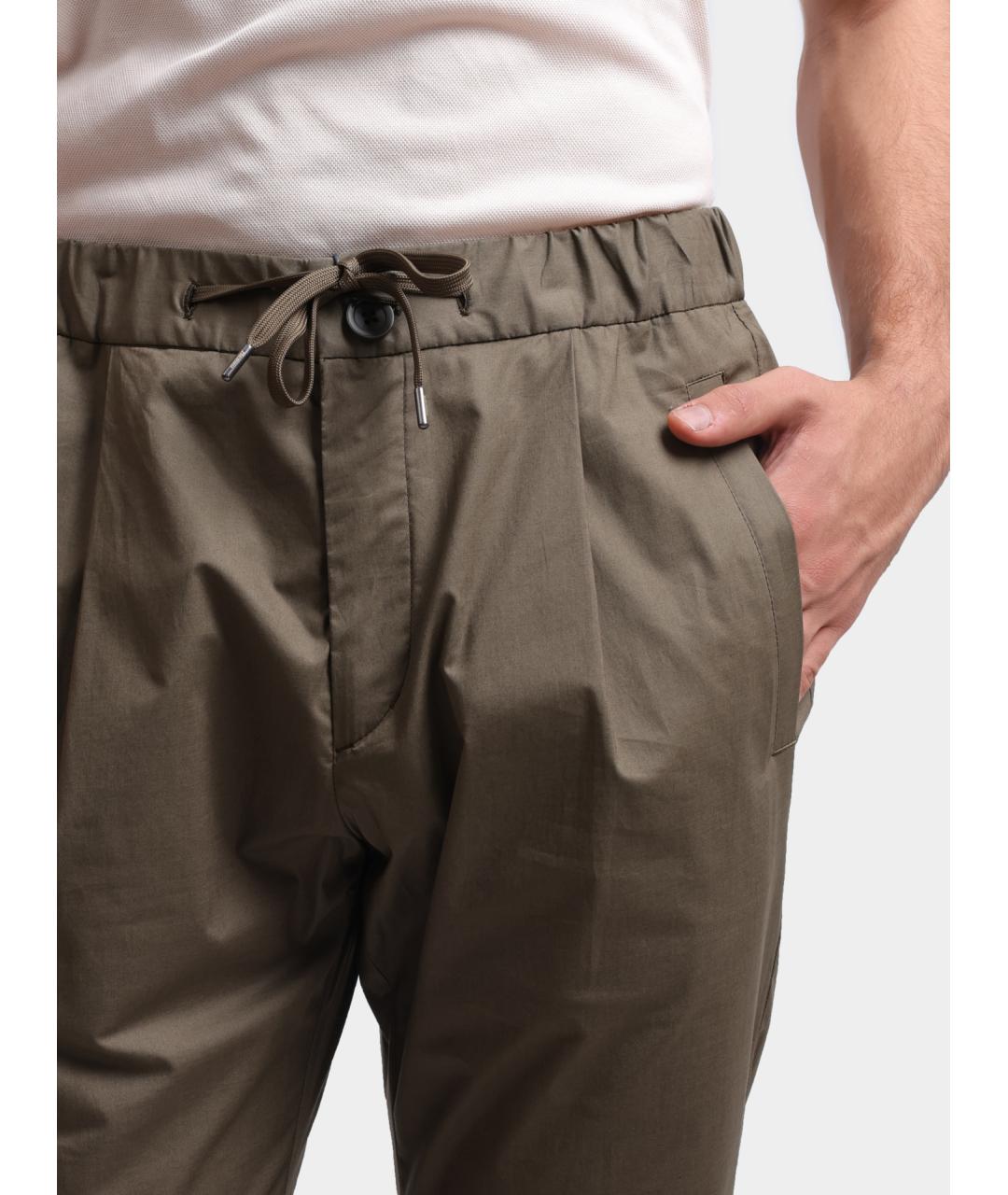 HERNO Бежевые хлопковые повседневные брюки, фото 4