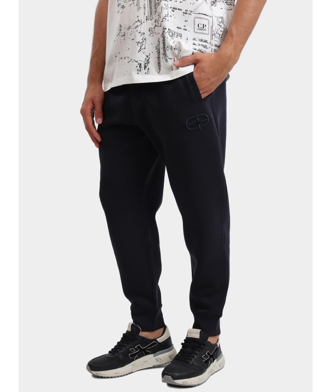 EMPORIO ARMANI Темно-синие хлопковые повседневные брюки, фото 3